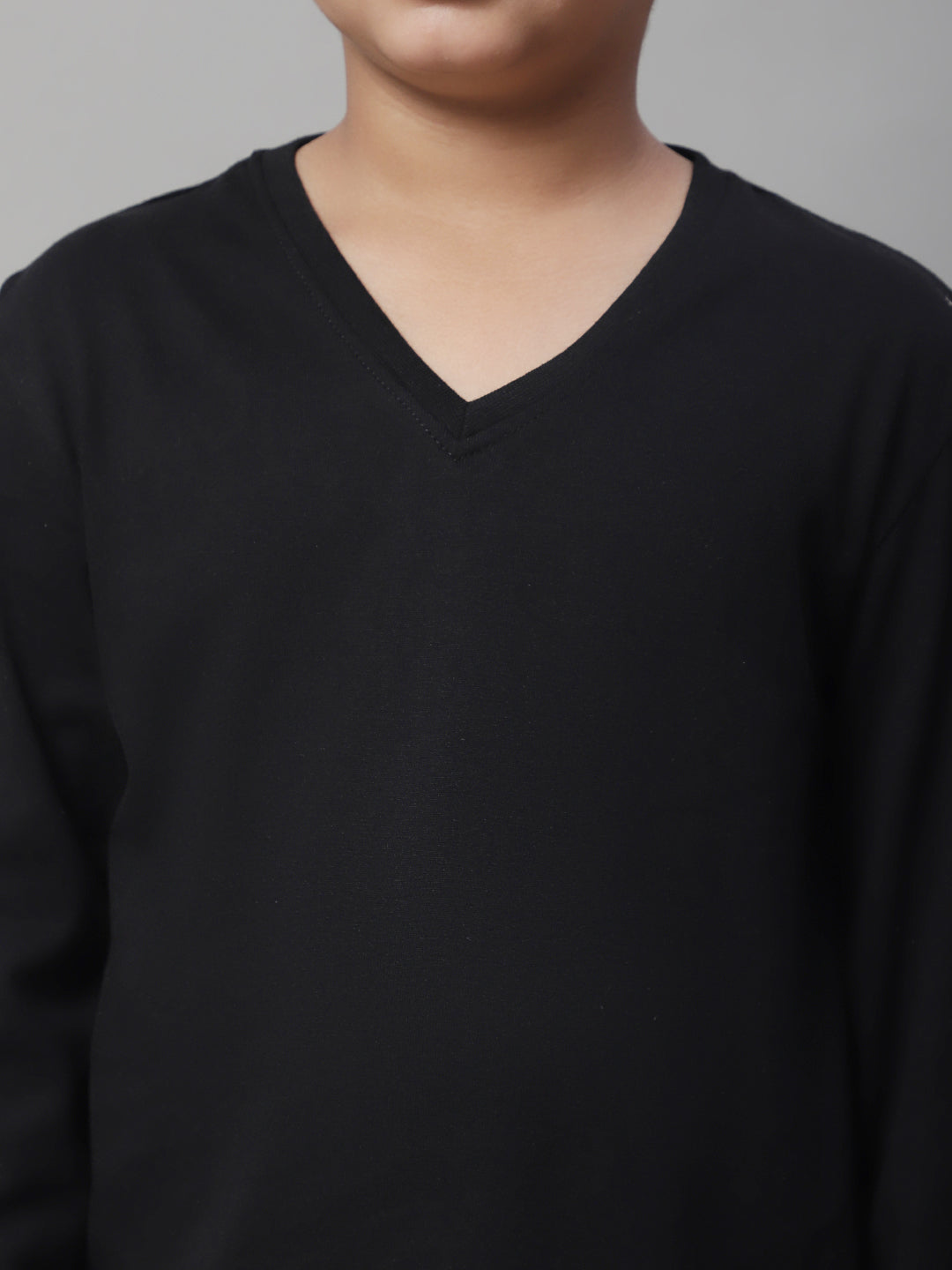 Classic Full Sleeves V-Neck Solid 7-12Y Kids T-Shirt - Friskers
