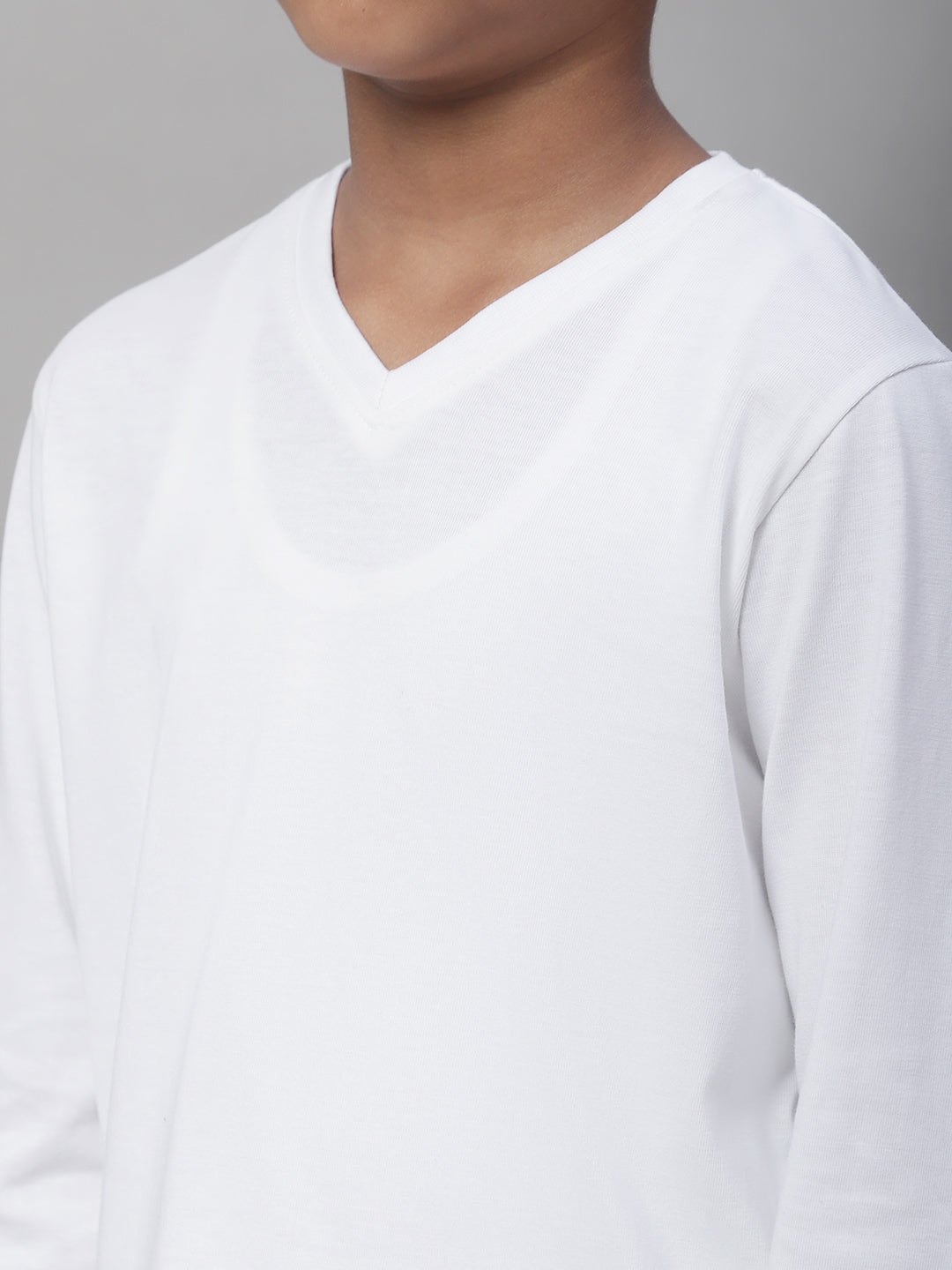 Classic Full Sleeves V-Neck Solid 7-12Y Kids T-Shirt - Friskers
