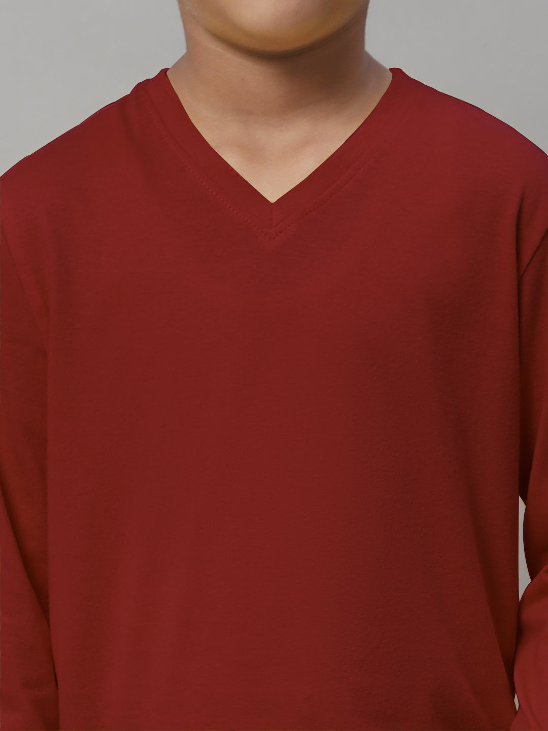 Classic Full Sleeves V-Neck Solid 7-12Y Kids T-Shirt - Friskers