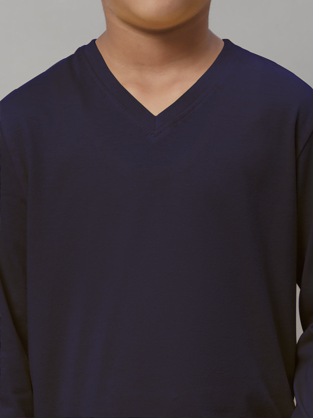 Classic Full Sleeves V-Neck Solid 7-12Y Kids T-Shirt - Friskers