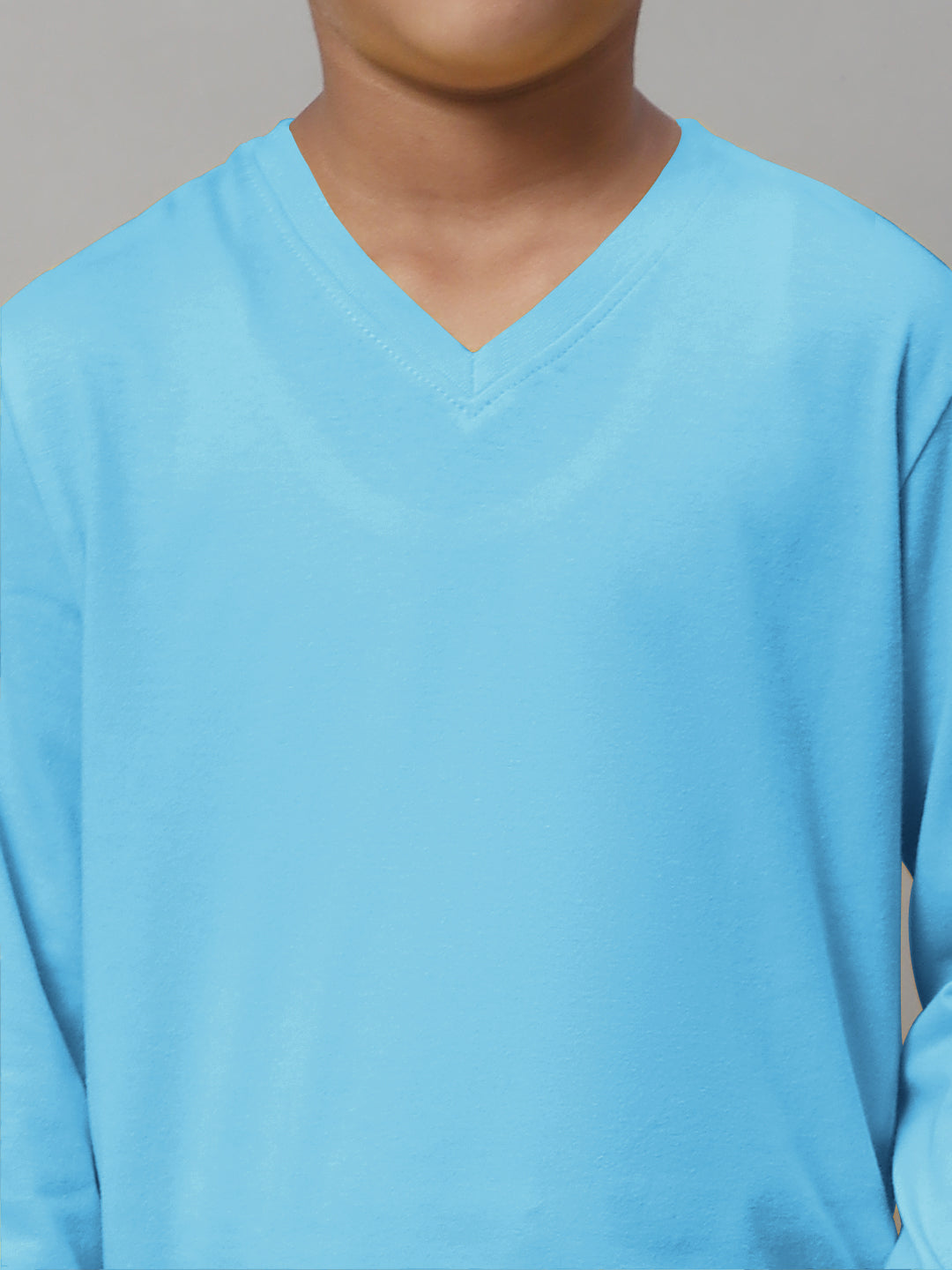 Classic Full Sleeves V-Neck Solid 7-12Y Kids T-Shirt - Friskers