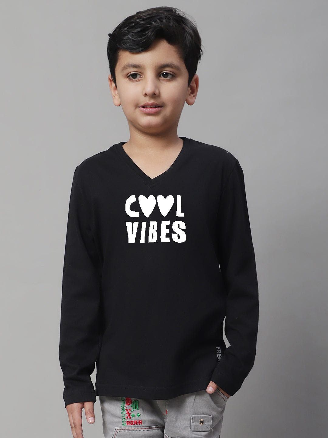 Boys Cool Vibes Full Sleeves Printed T-Shirt - Friskers