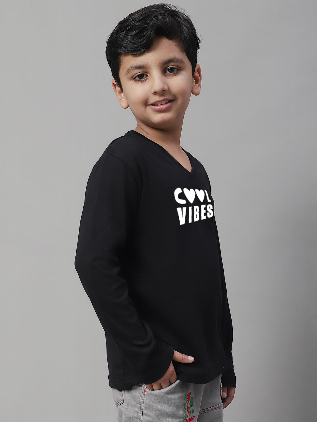 Boys Cool Vibes Full Sleeves Printed T-Shirt - Friskers