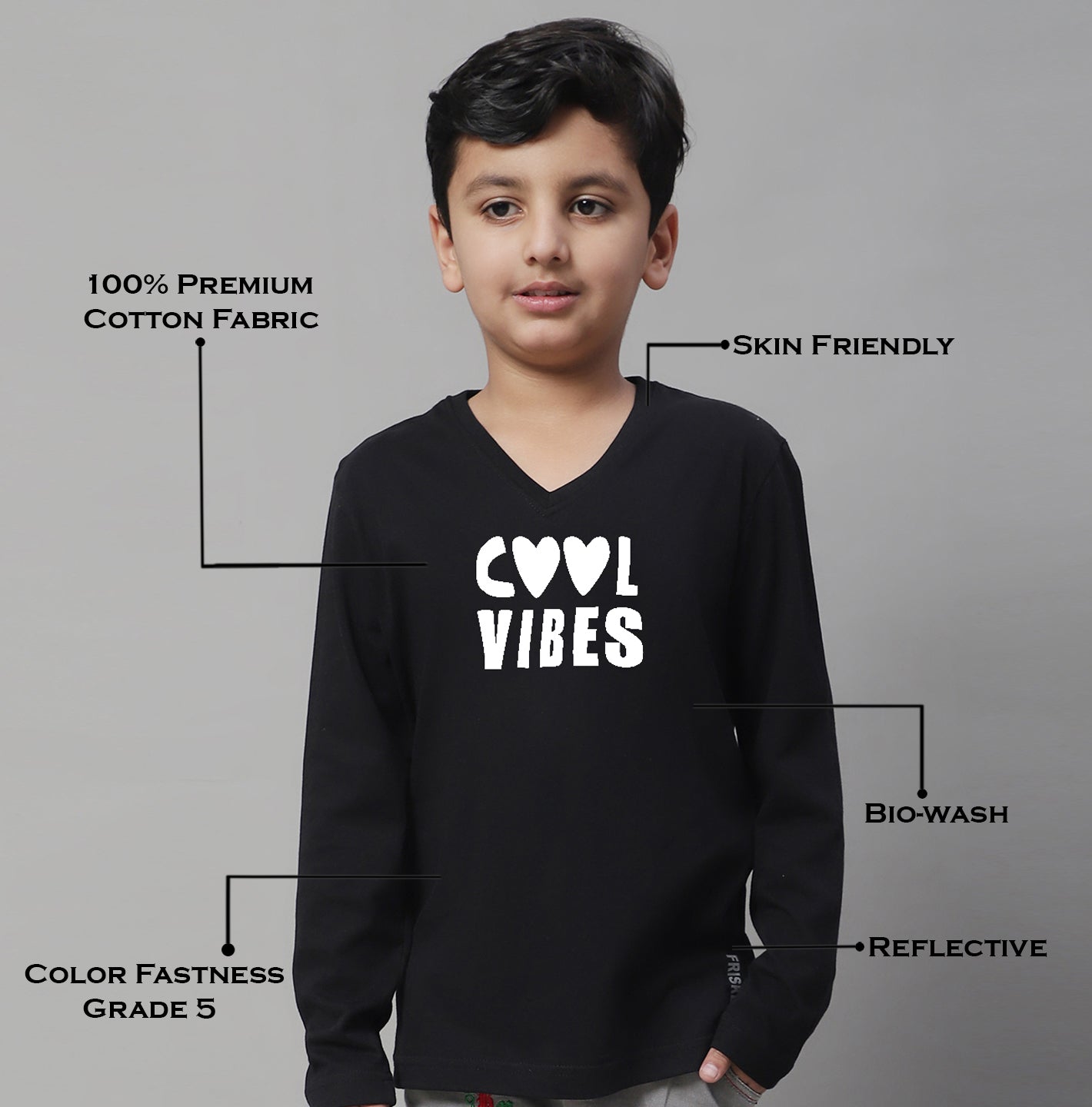 Boys Cool Vibes Full Sleeves Printed T-Shirt - Friskers