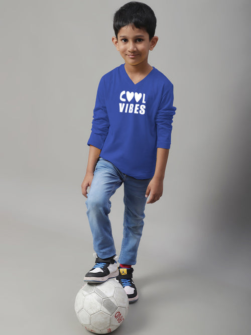 Boys Cool Vibes Full Sleeves Printed T-Shirt