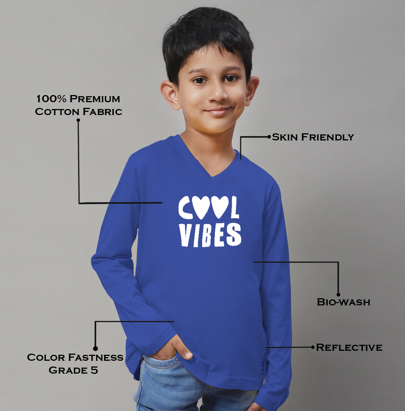 Boys Cool Vibes Full Sleeves Printed T-Shirt - Friskers