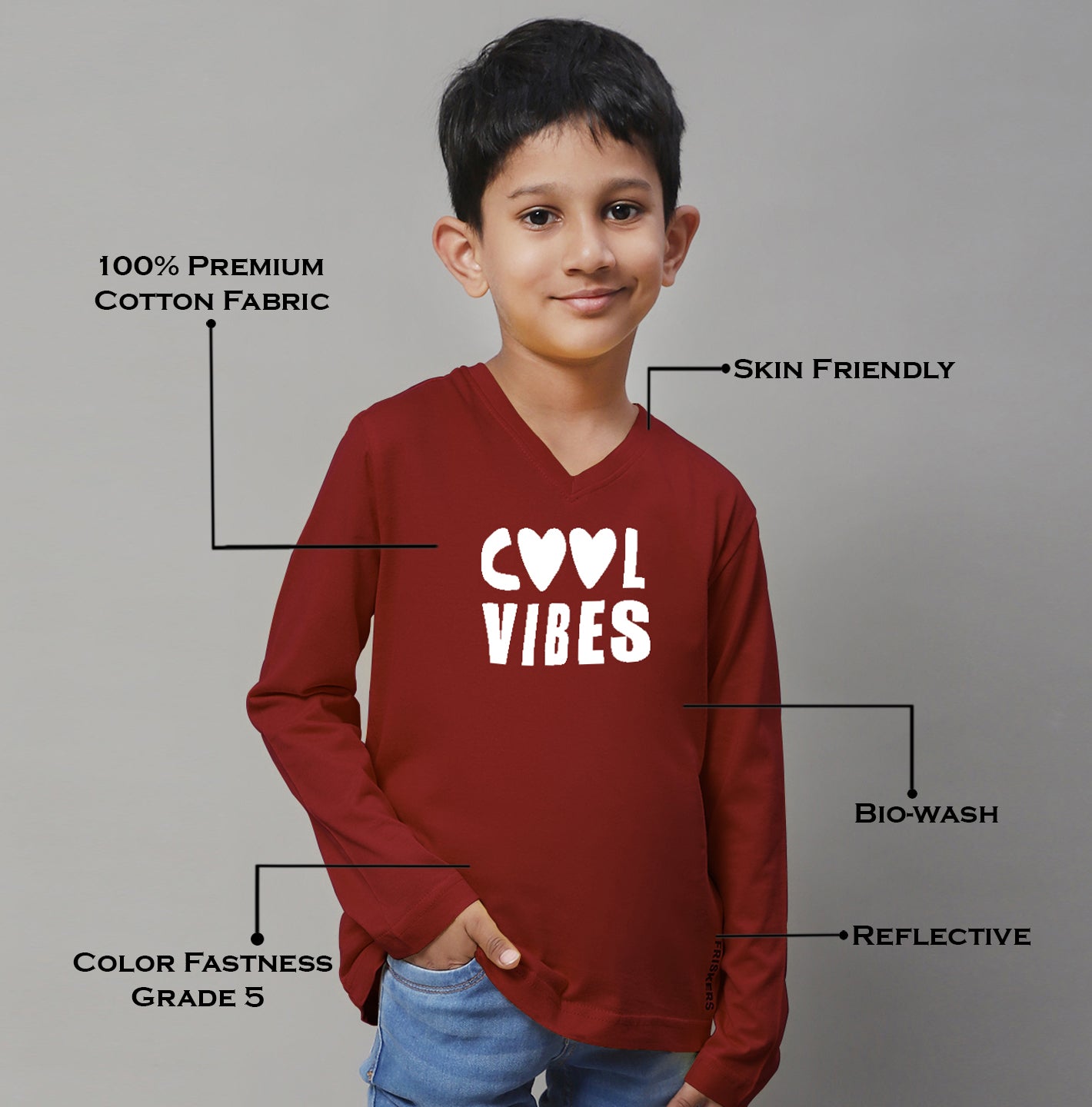 Boys Cool Vibes Full Sleeves Printed T-Shirt - Friskers