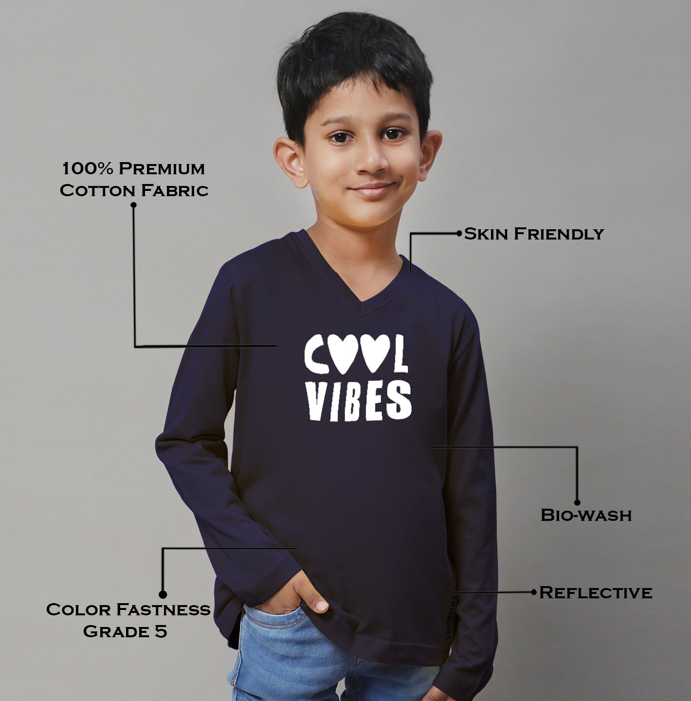 Boys Cool Vibes Full Sleeves Printed T-Shirt - Friskers