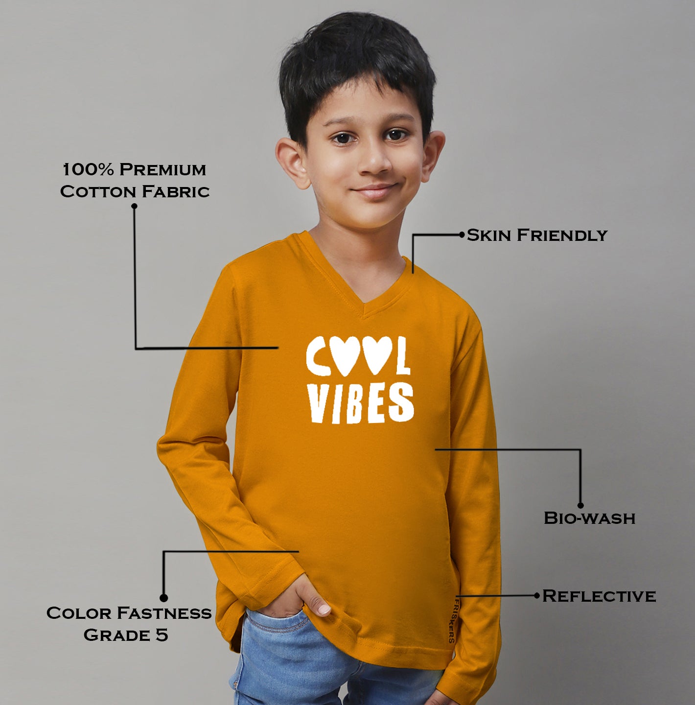 Boys Cool Vibes Full Sleeves Printed T-Shirt - Friskers