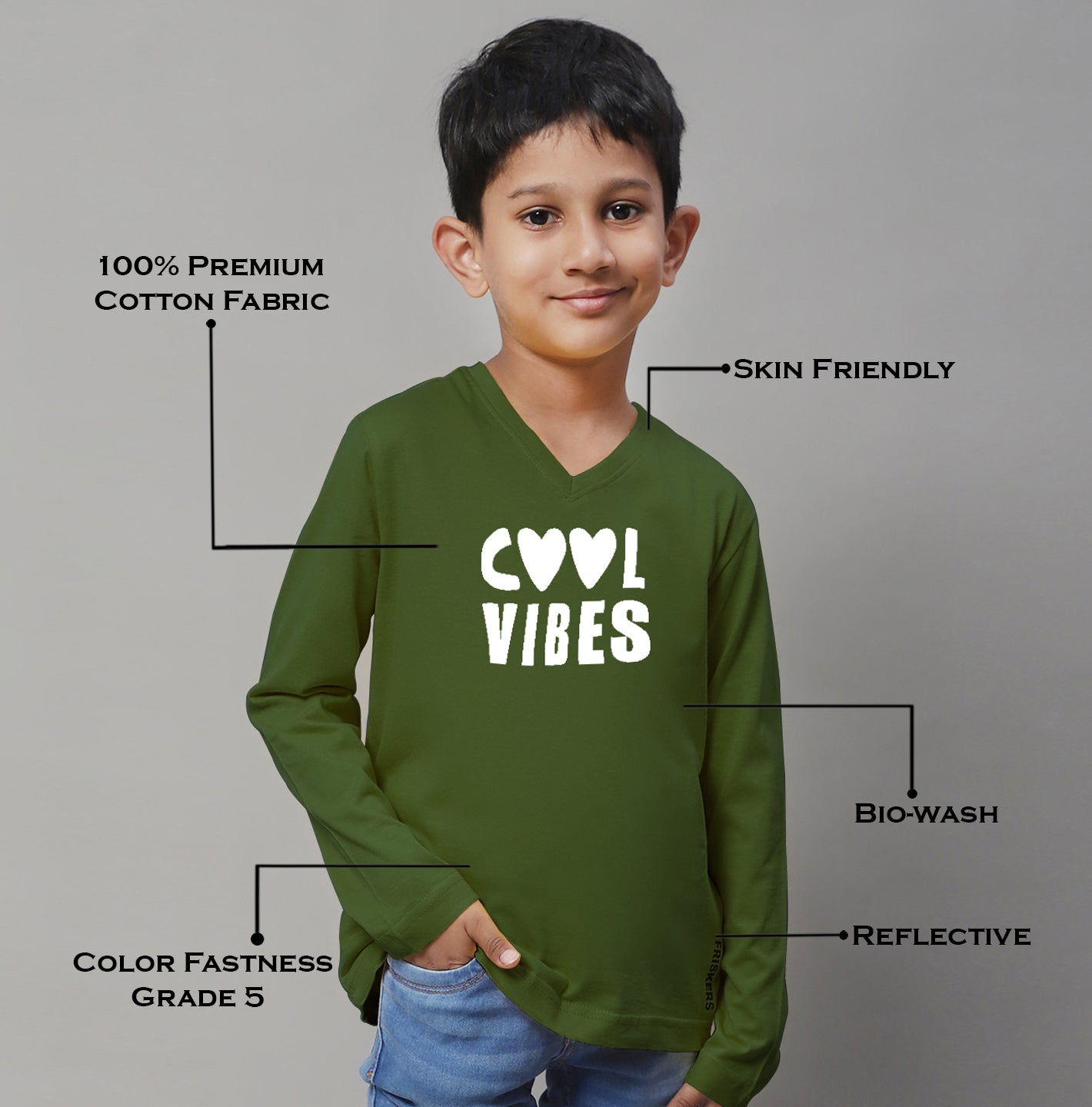 Boys Cool Vibes Full Sleeves Printed T-Shirt - Friskers