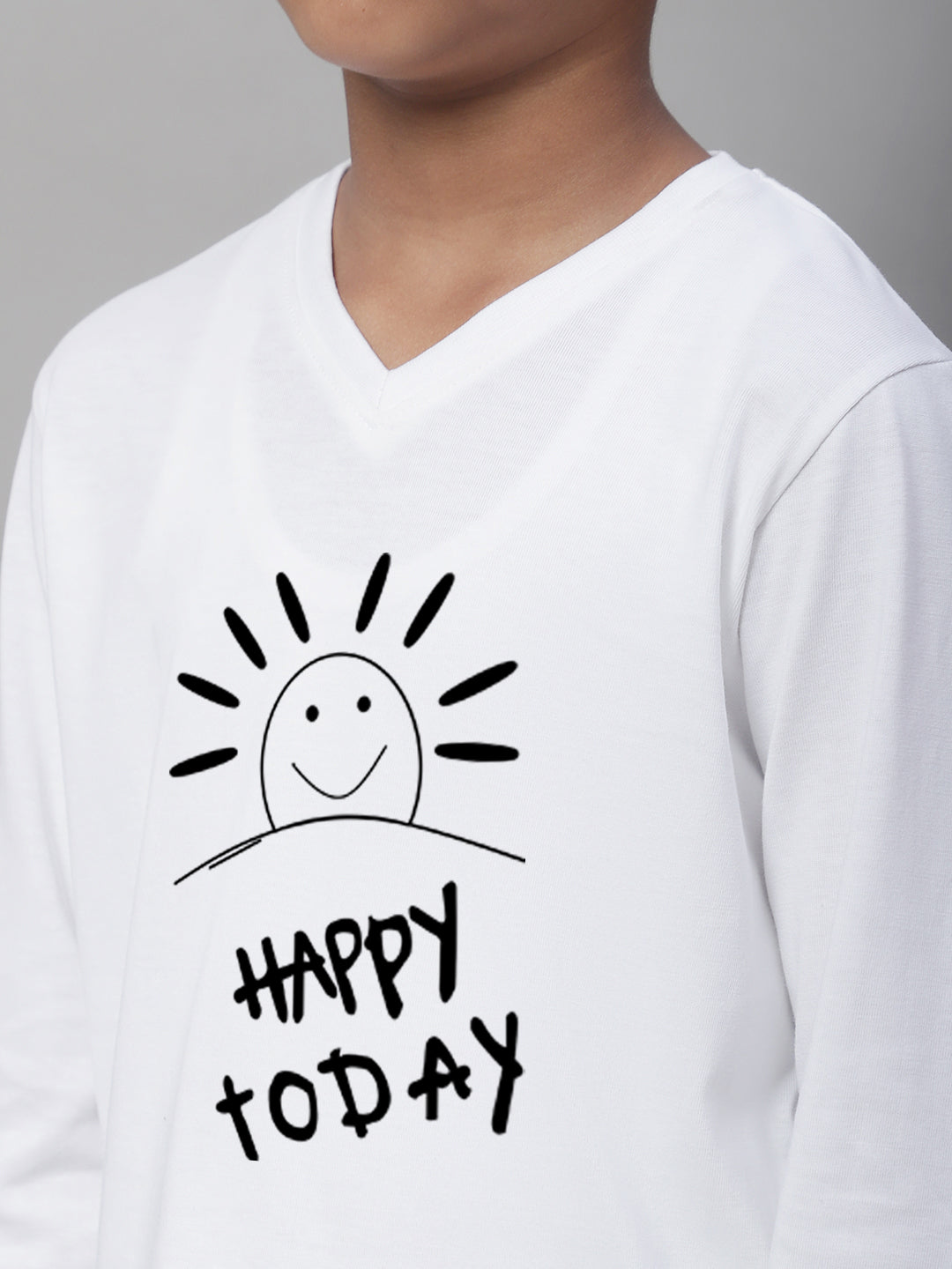 Boys Happy Today Full Sleeves Printed T-Shirt - Friskers