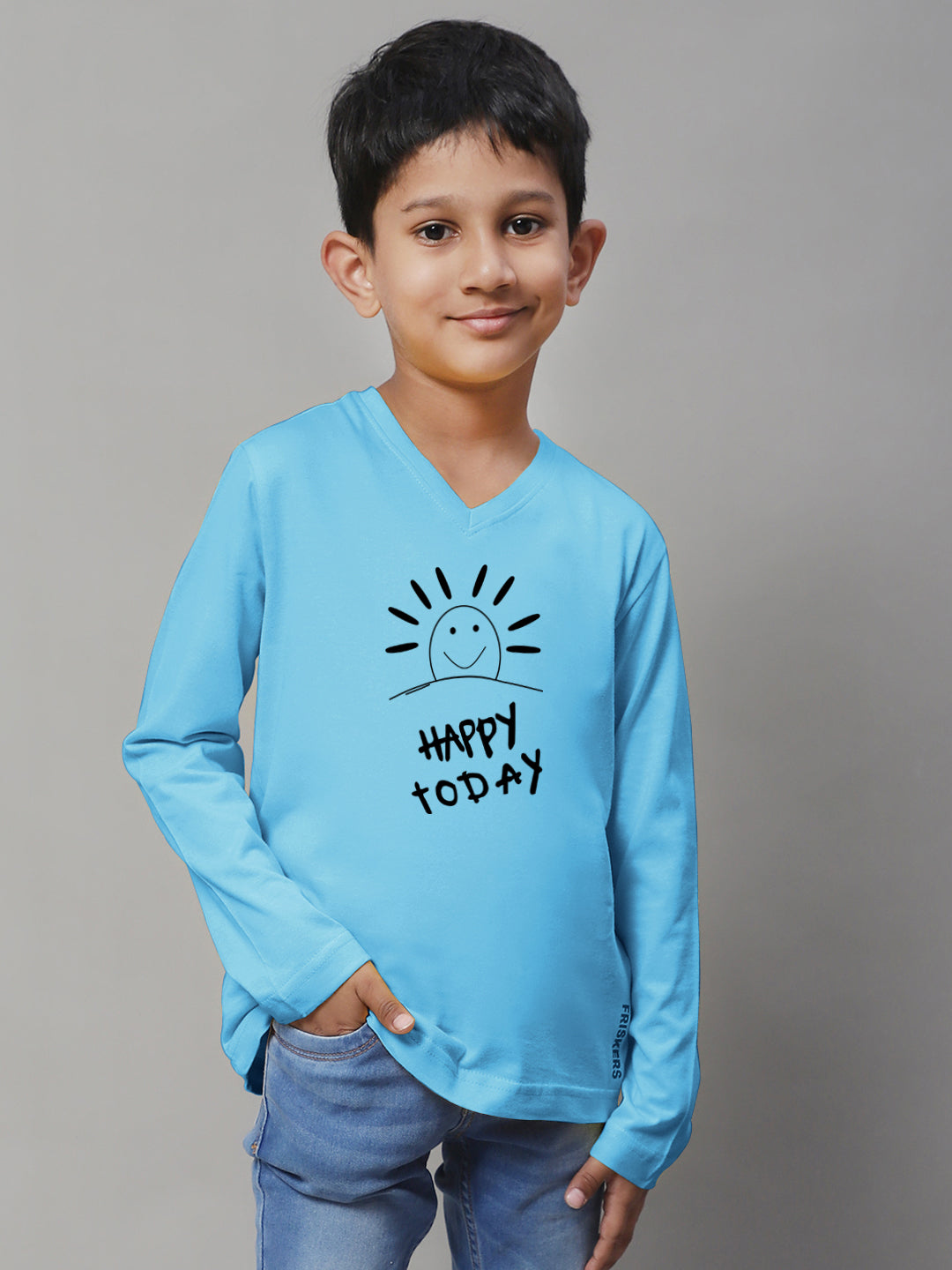 Boys Happy Today Full Sleeves Printed T-Shirt - Friskers