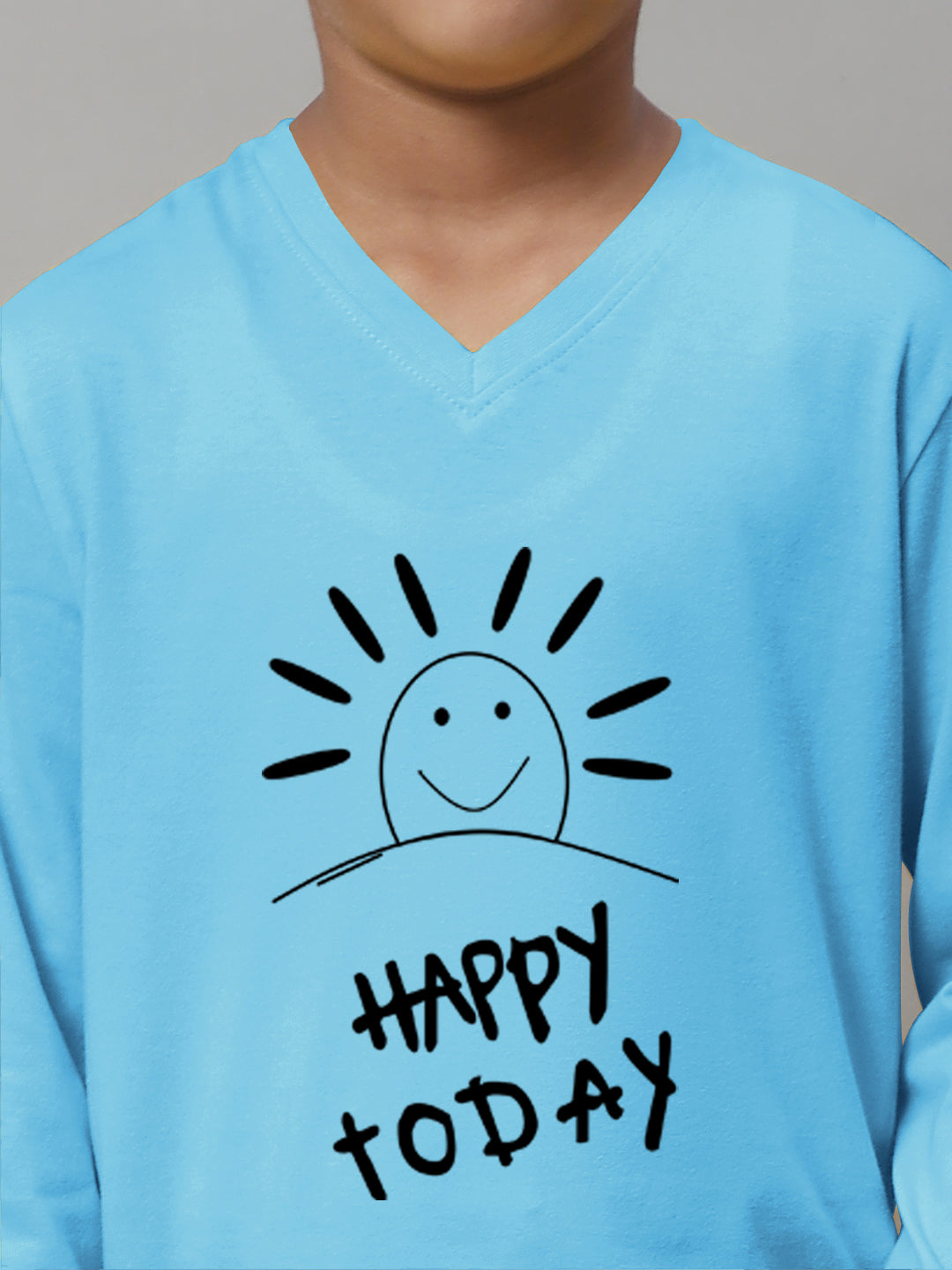 Boys Happy Today Full Sleeves Printed T-Shirt - Friskers