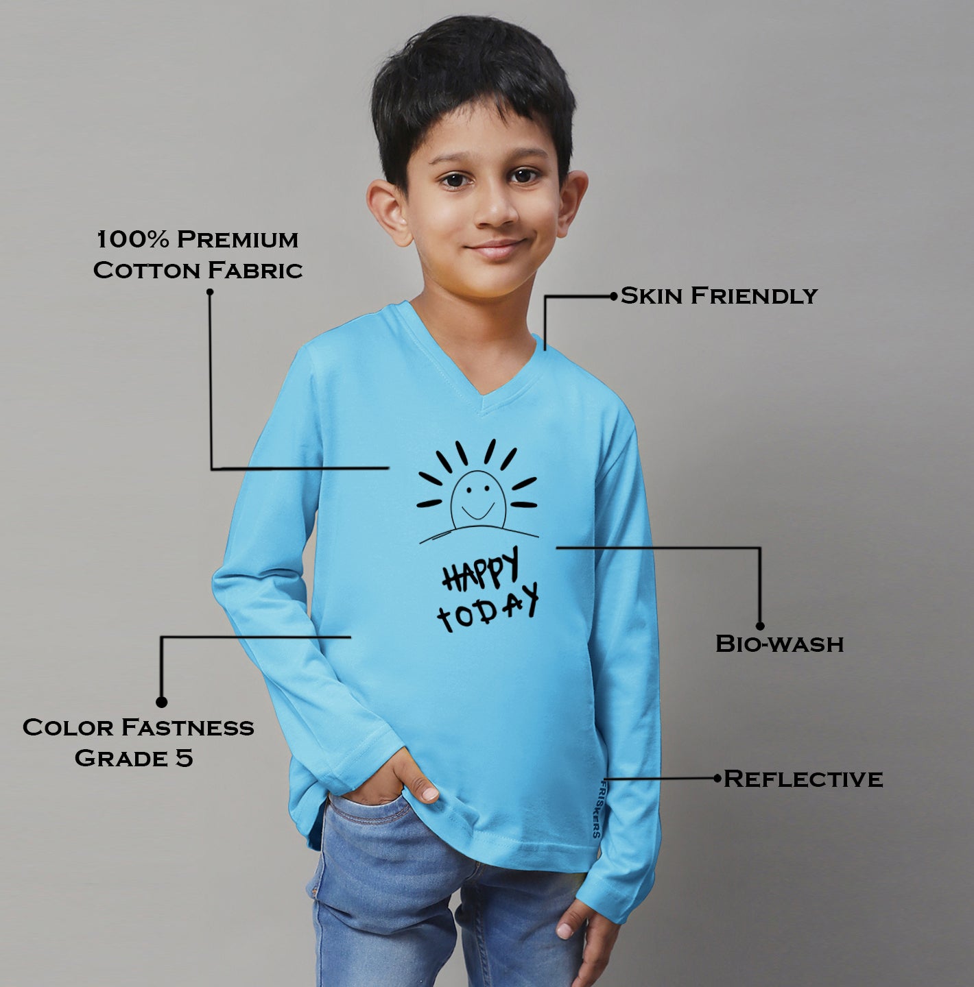 Boys Happy Today Full Sleeves Printed T-Shirt - Friskers