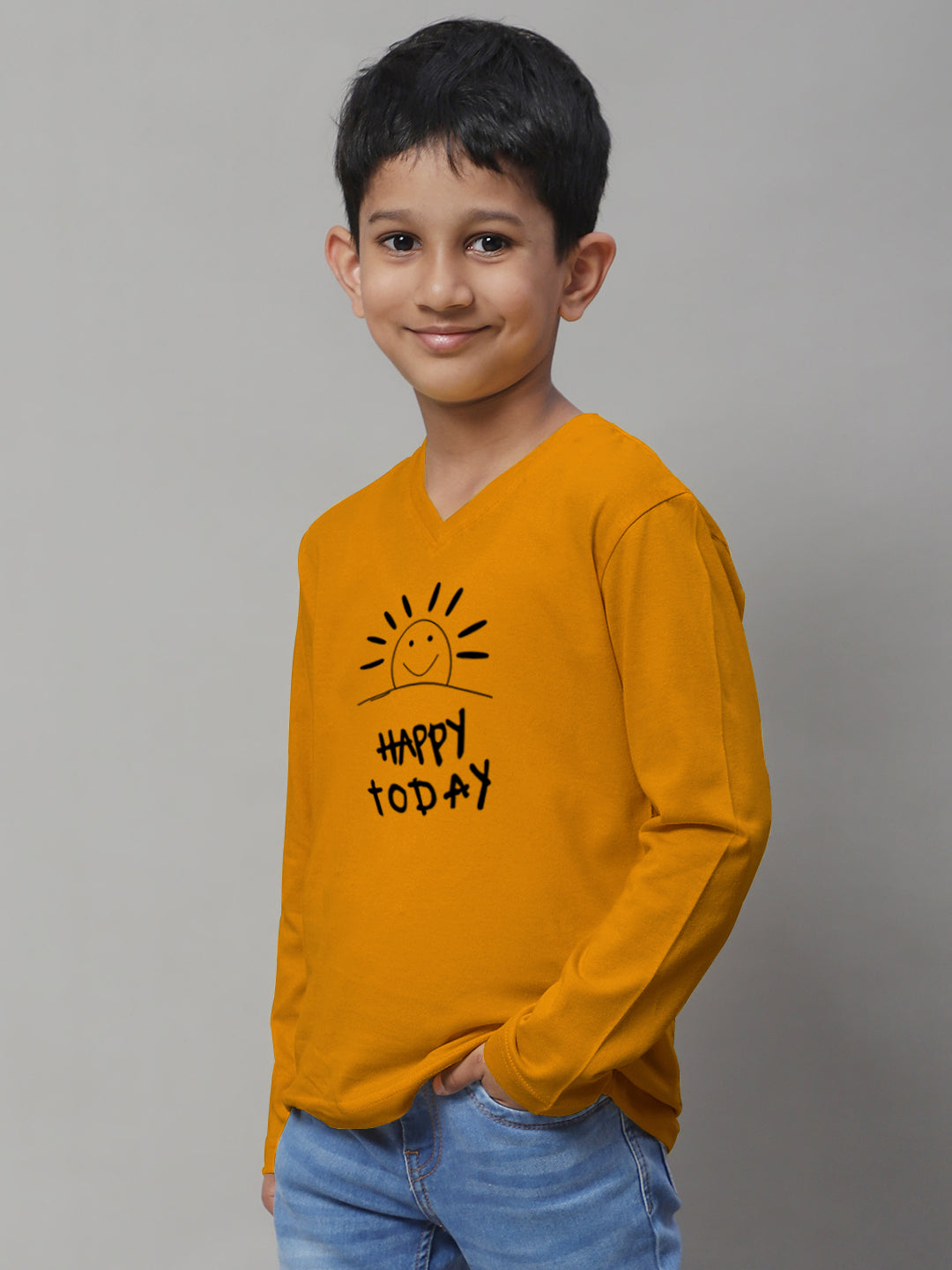 Boys Happy Today Full Sleeves Printed T-Shirt - Friskers