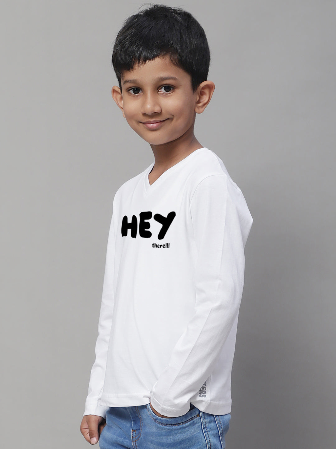 Boys Hey Full Sleeves Printed T-Shirt - Friskers
