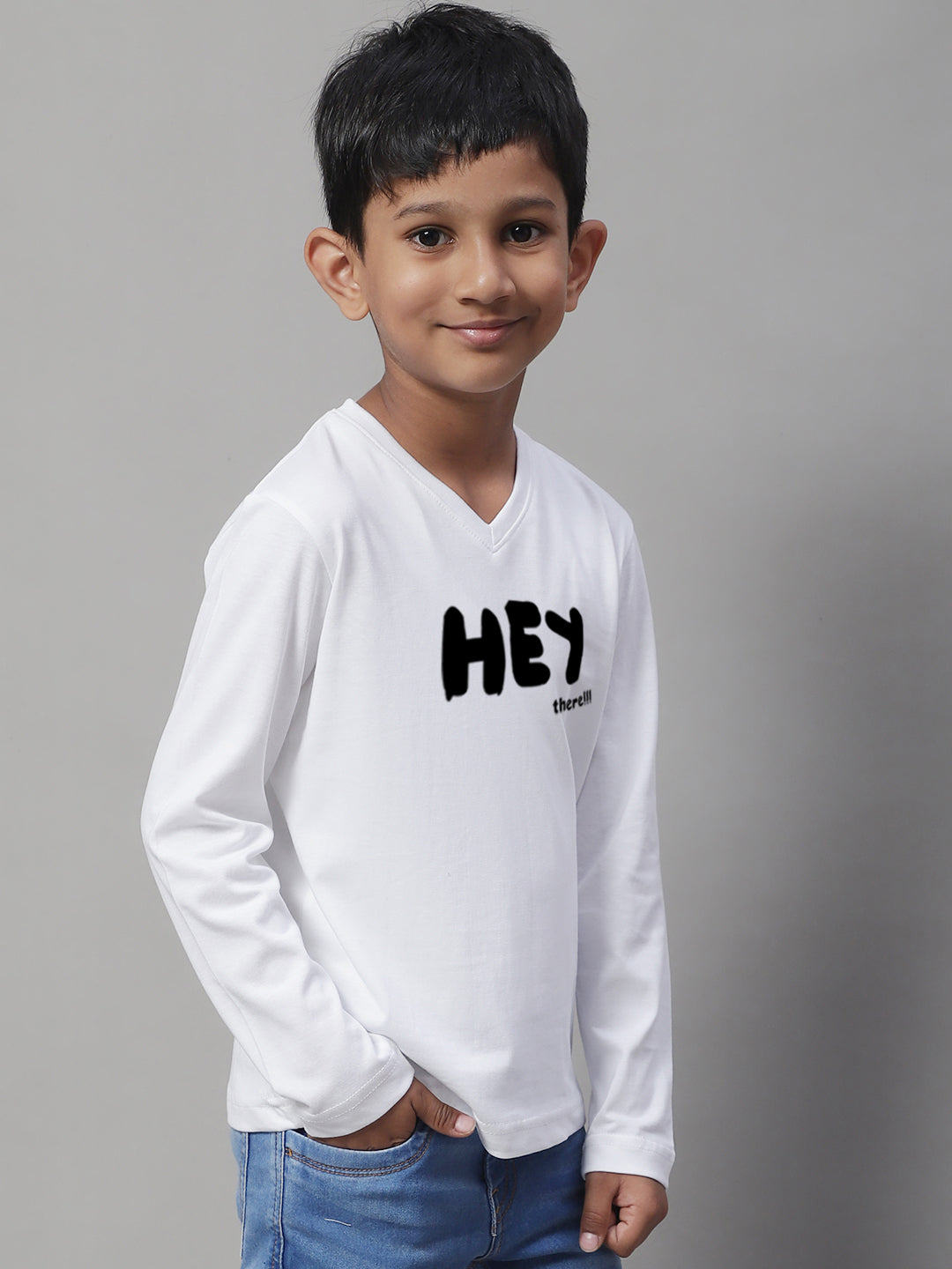 Boys Hey Full Sleeves Printed T-Shirt - Friskers