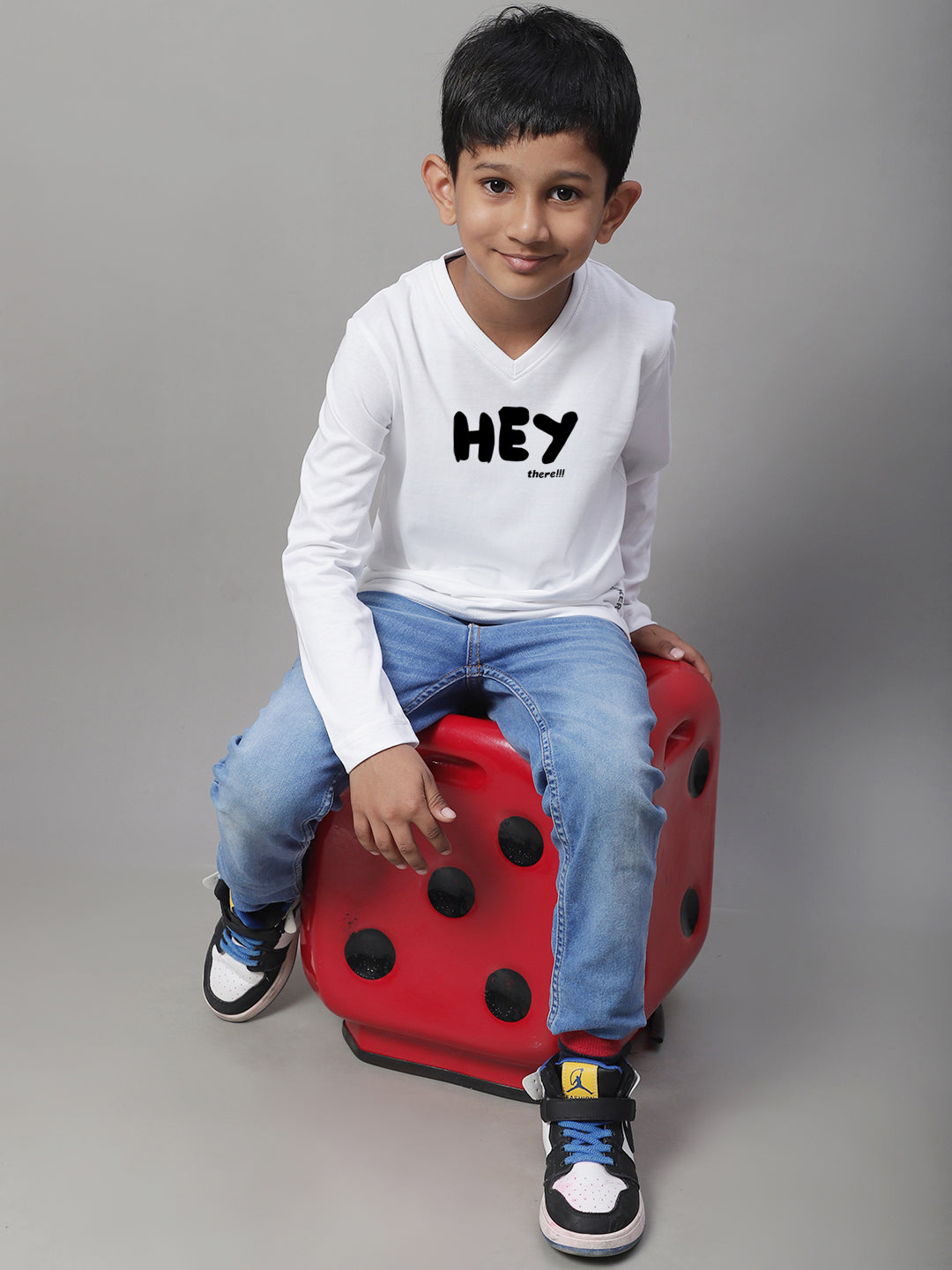 Boys Hey Full Sleeves Printed T-Shirt - Friskers