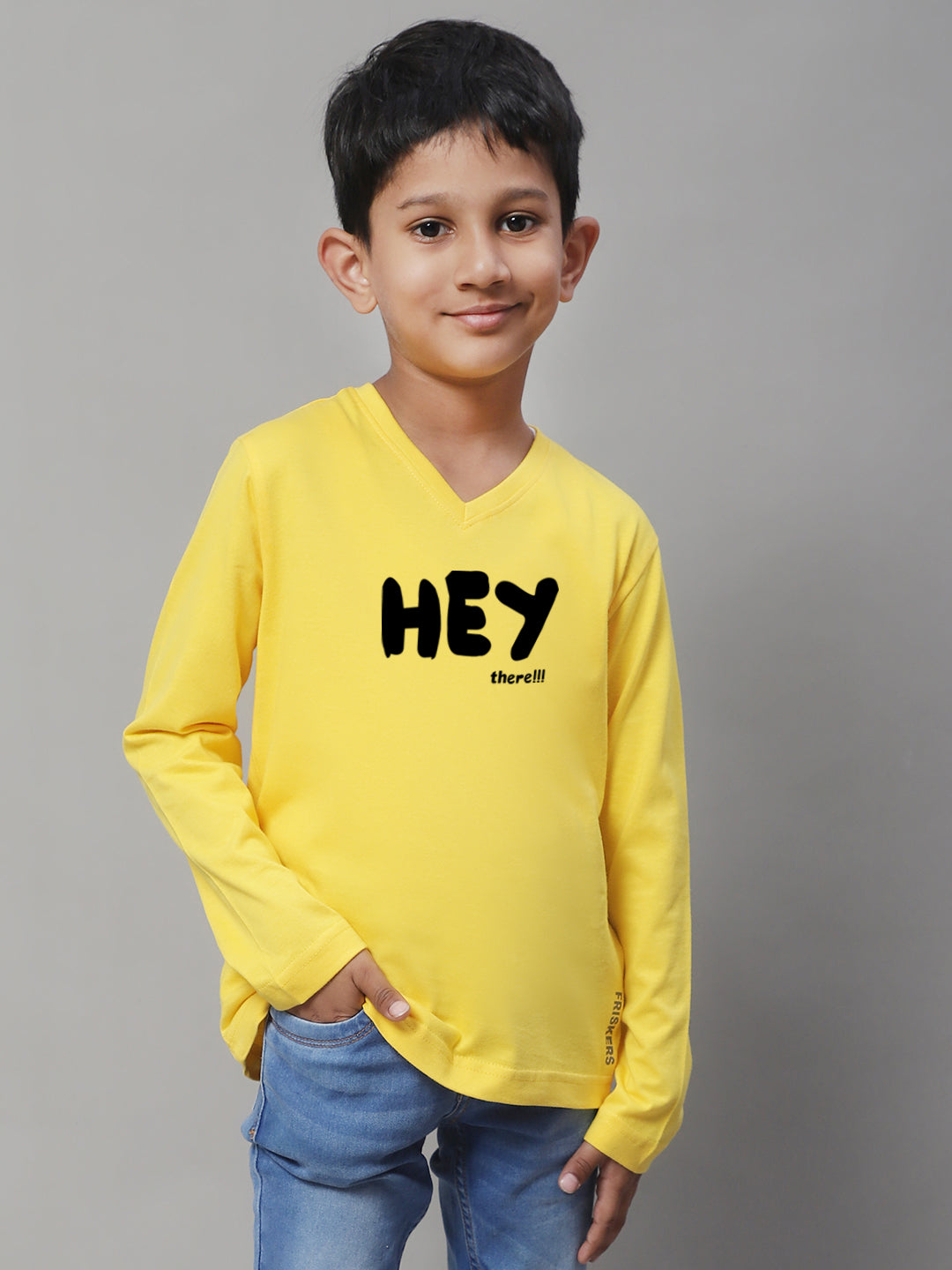 Boys Hey Full Sleeves Printed T-Shirt - Friskers