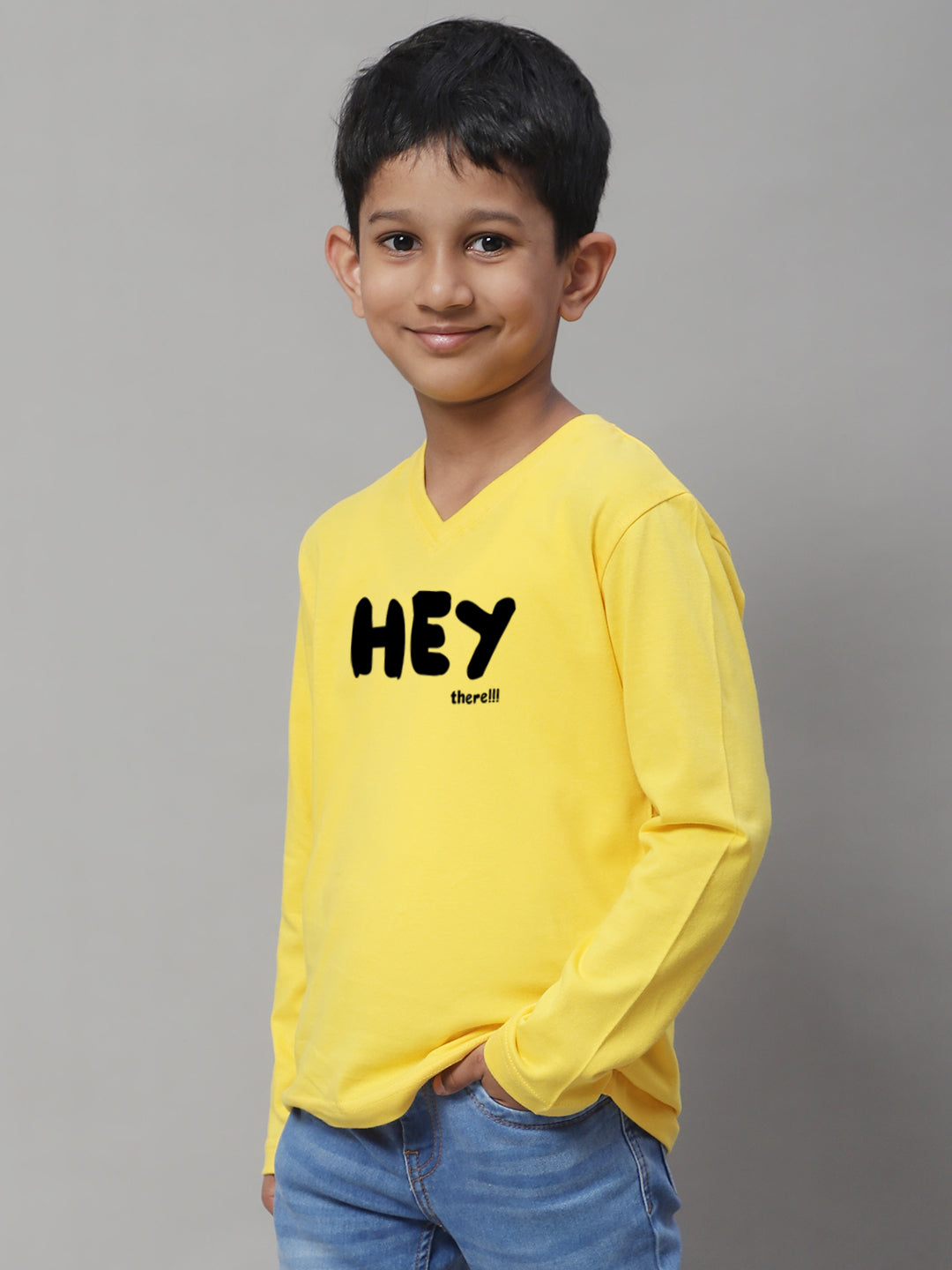 Boys Hey Full Sleeves Printed T-Shirt - Friskers