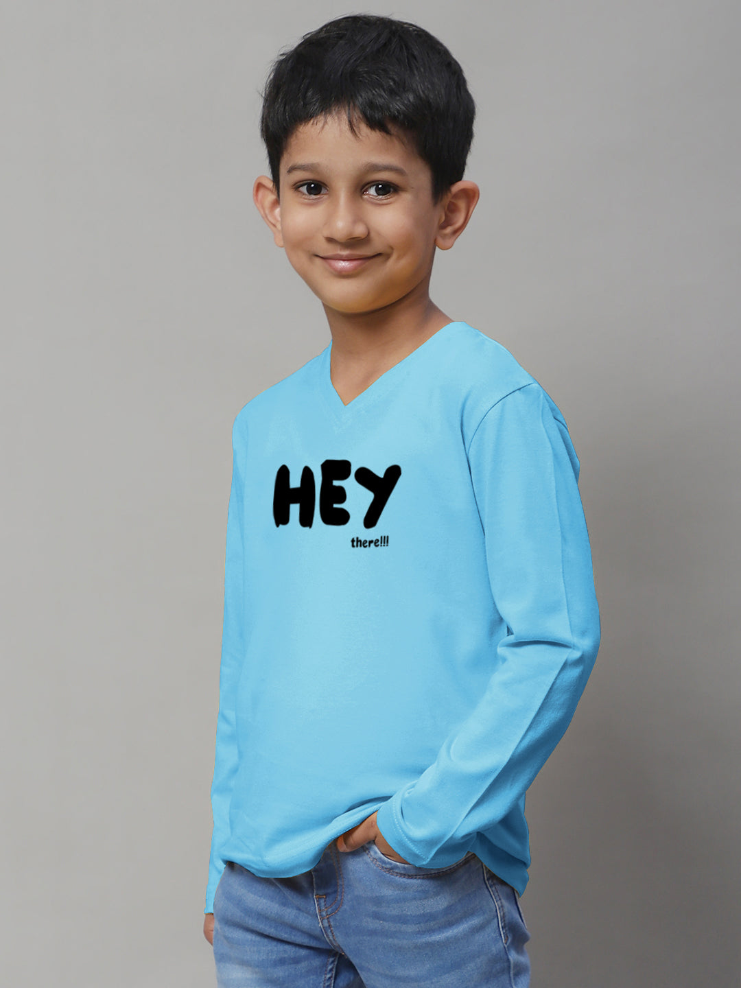 Boys Hey Full Sleeves Printed T-Shirt - Friskers