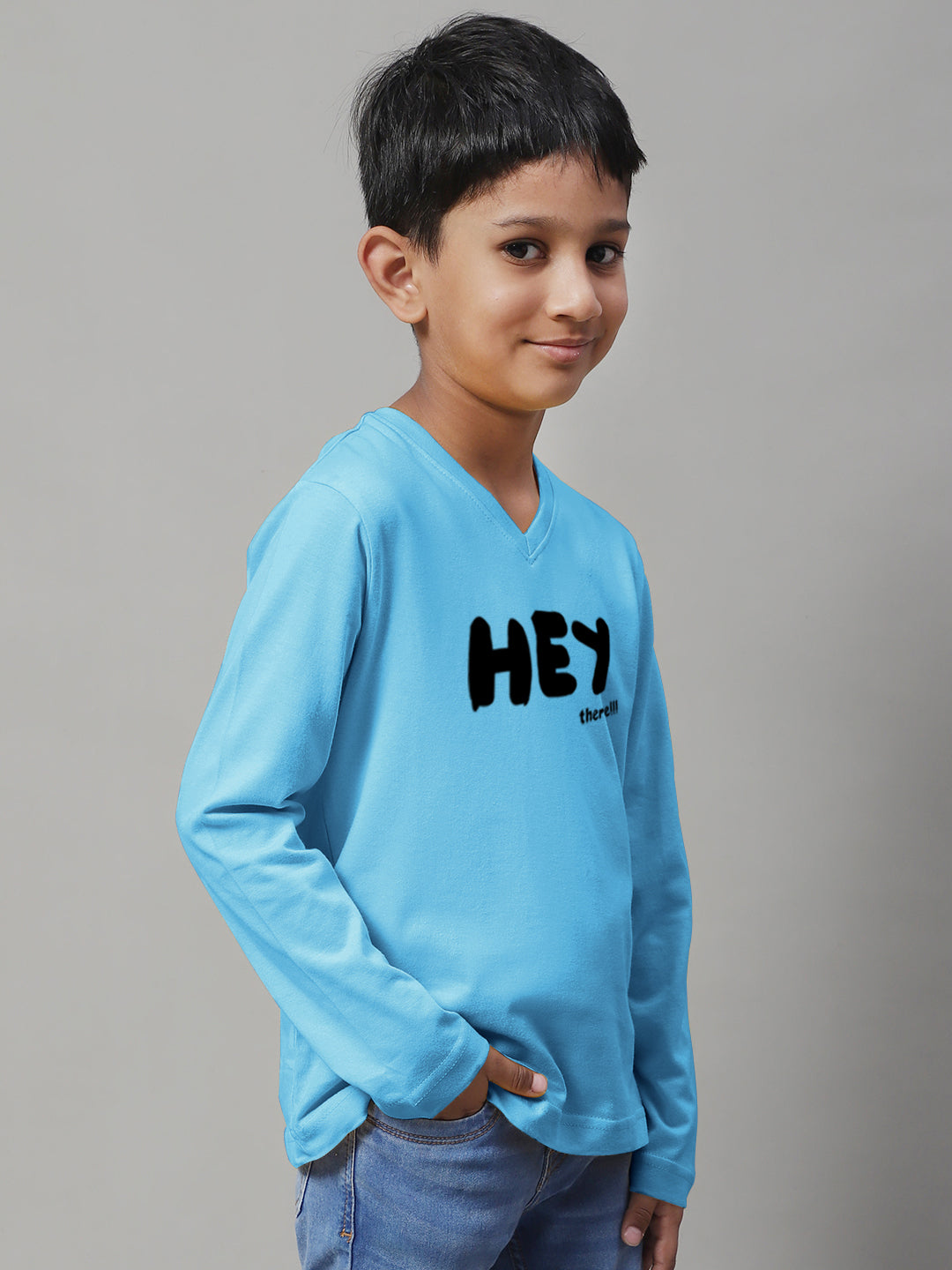 Boys Hey Full Sleeves Printed T-Shirt - Friskers