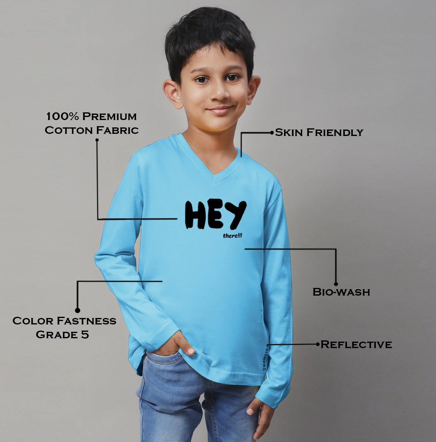Boys Hey Full Sleeves Printed T-Shirt - Friskers