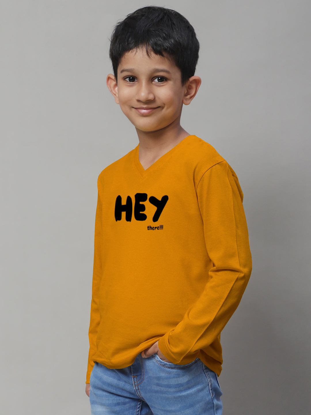 Boys Hey Full Sleeves Printed T-Shirt - Friskers