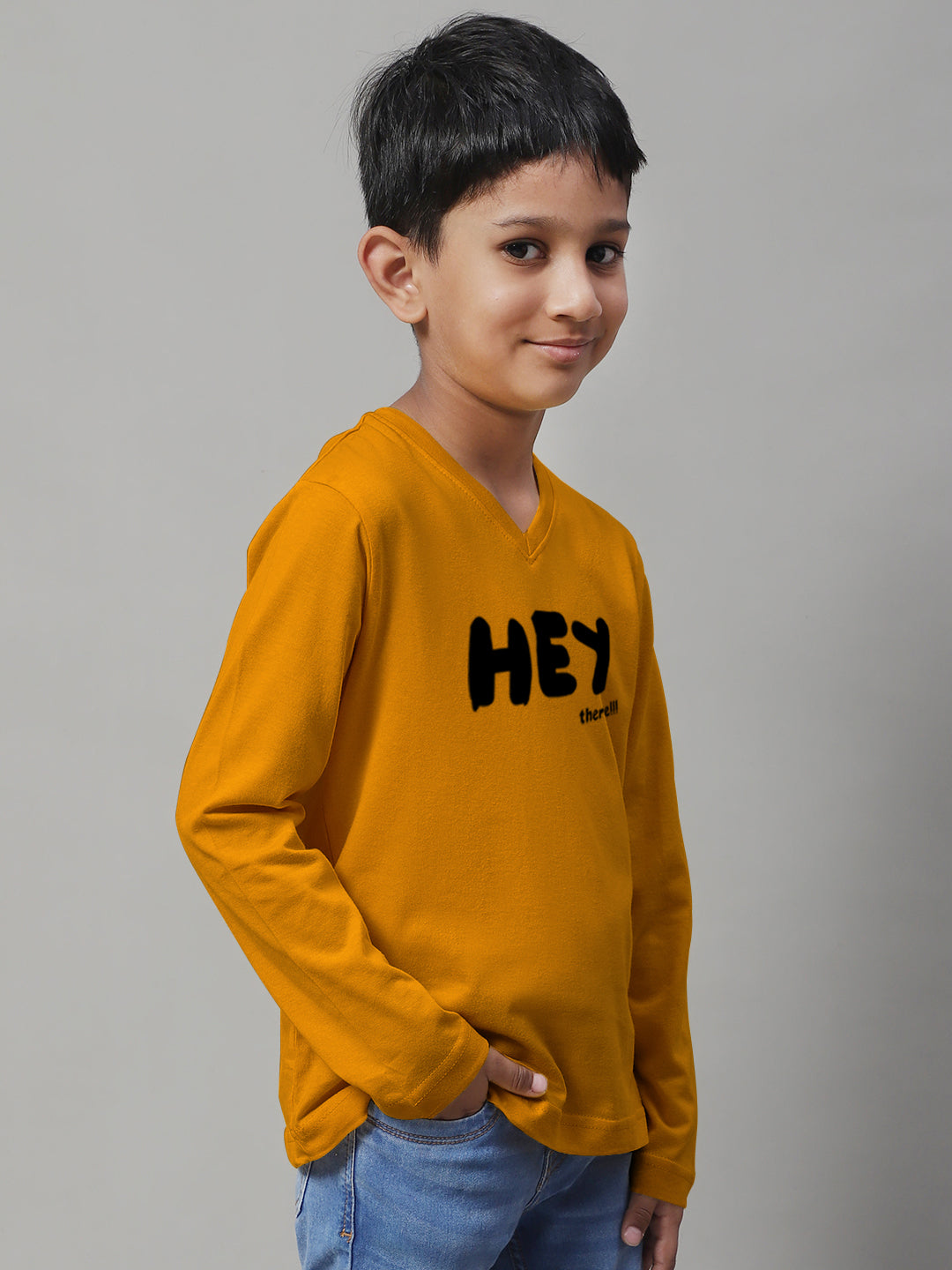 Boys Hey Full Sleeves Printed T-Shirt - Friskers