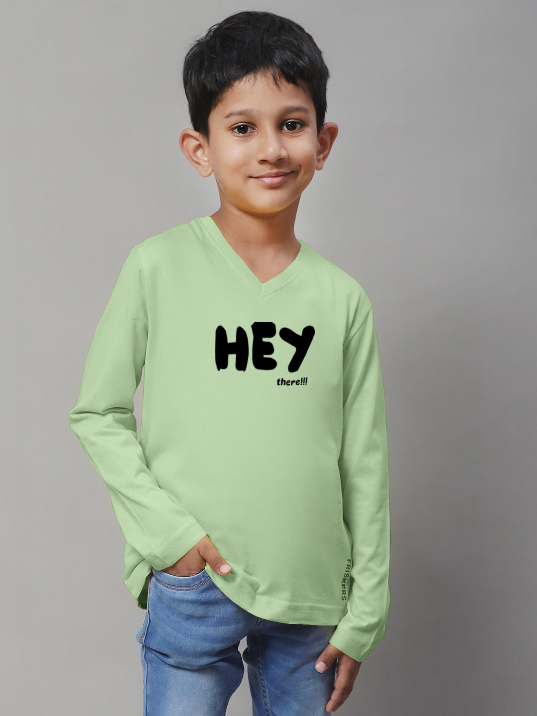 Boys Hey Full Sleeves Printed T-Shirt - Friskers