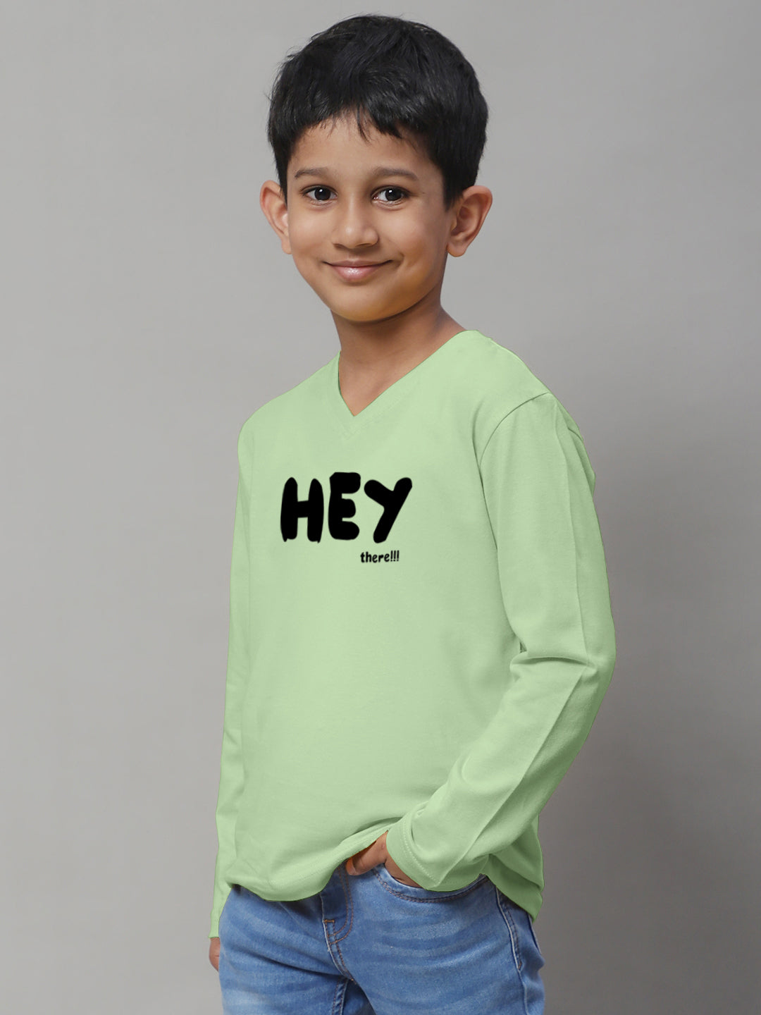 Boys Hey Full Sleeves Printed T-Shirt - Friskers