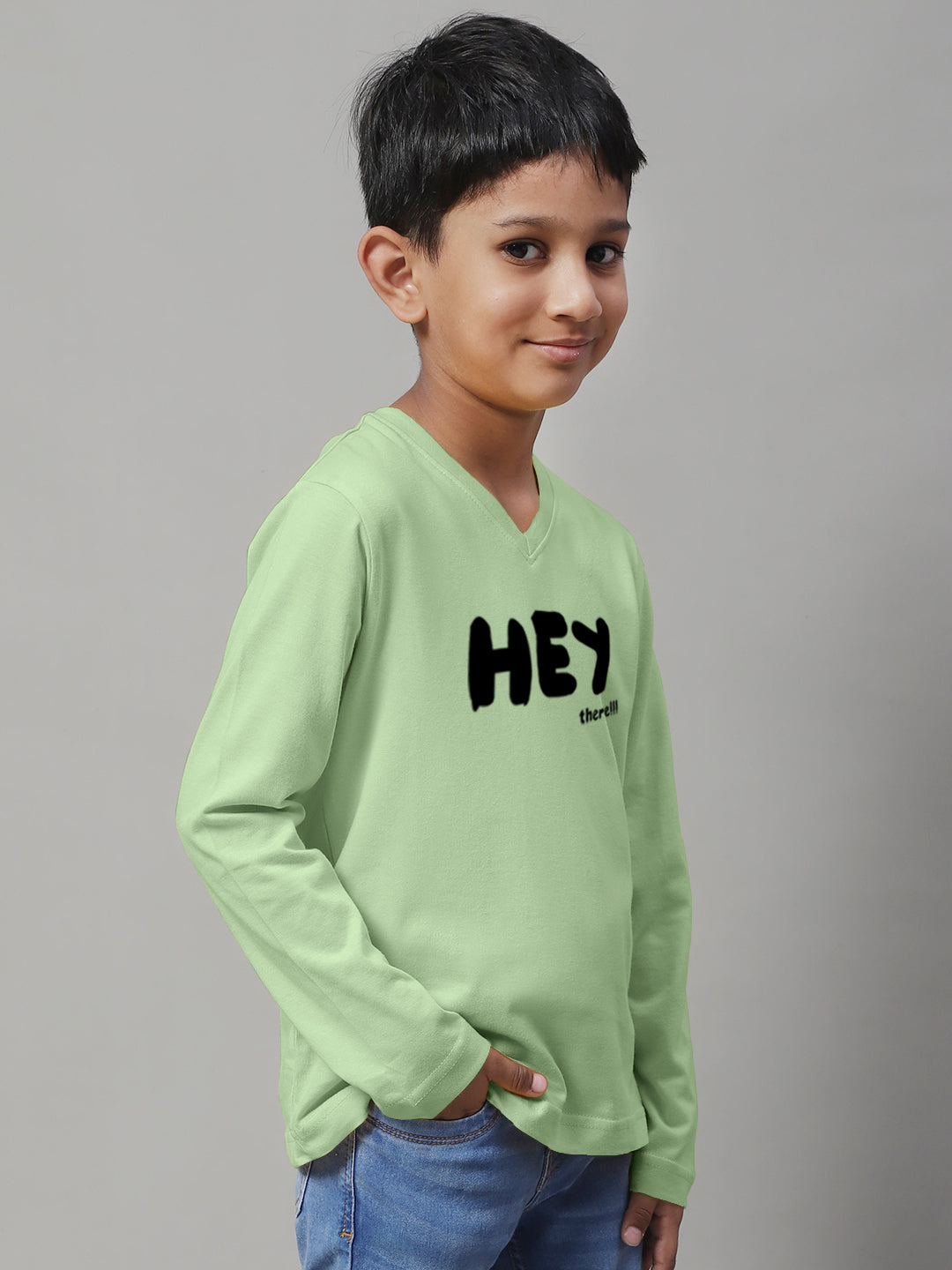 Boys Hey Full Sleeves Printed T-Shirt - Friskers