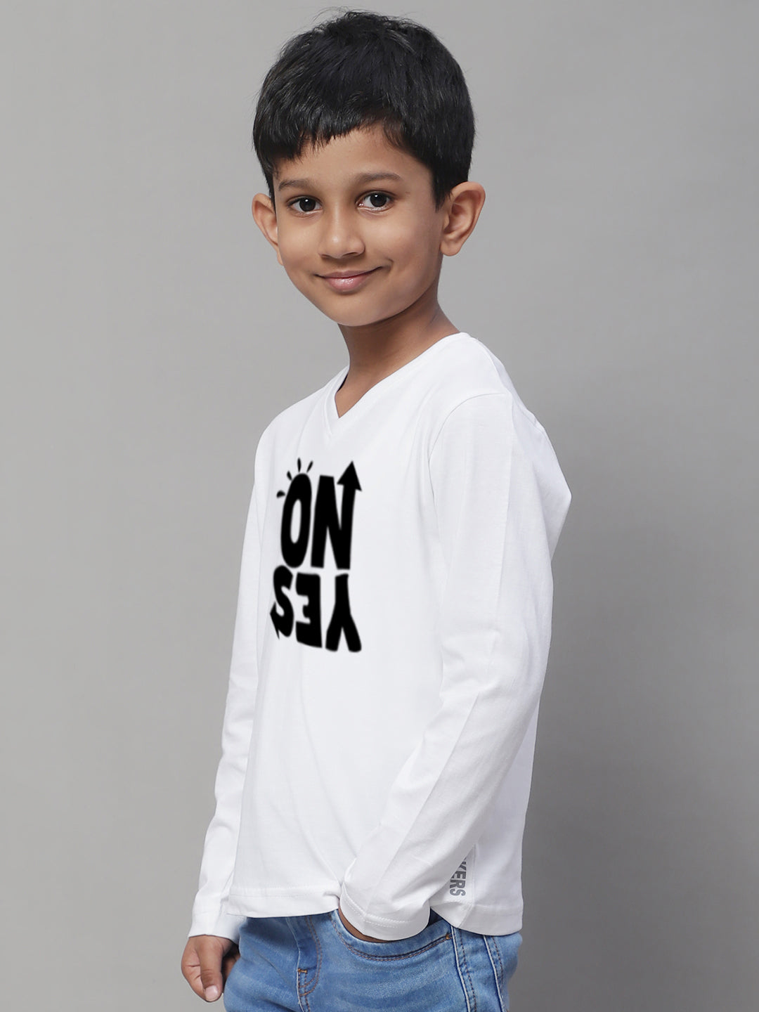 Boys No Yes Full Sleeves Printed T-Shirt - Friskers