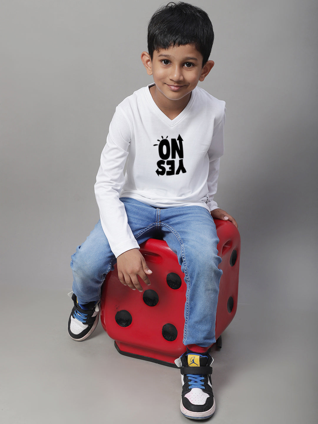 Boys No Yes Full Sleeves Printed T-Shirt - Friskers