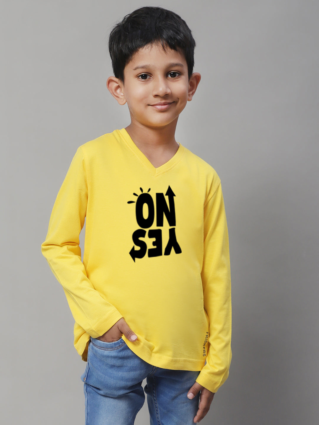 Boys No Yes Full Sleeves Printed T-Shirt - Friskers