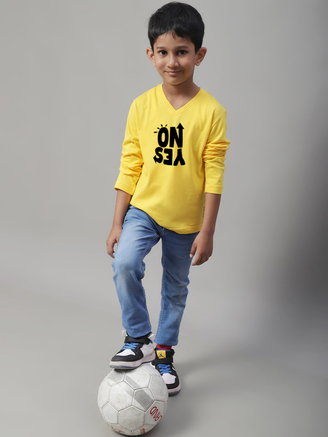 Boys No Yes Full Sleeves Printed T-Shirt - Friskers