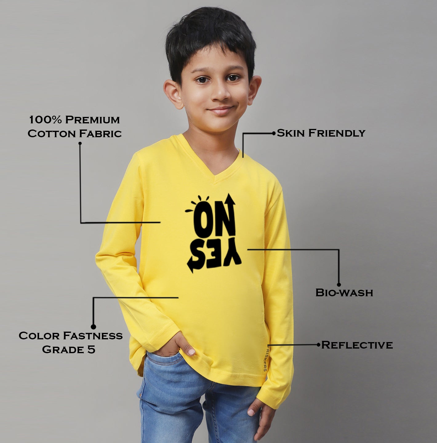 Boys No Yes Full Sleeves Printed T-Shirt - Friskers