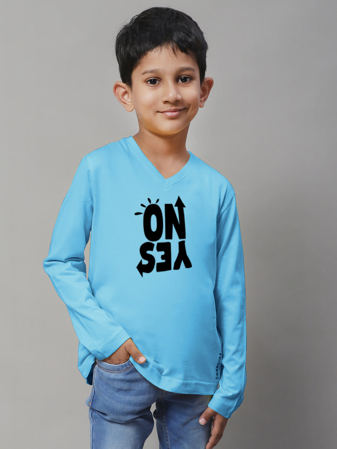 Boys No Yes Full Sleeves Printed T-Shirt - Friskers