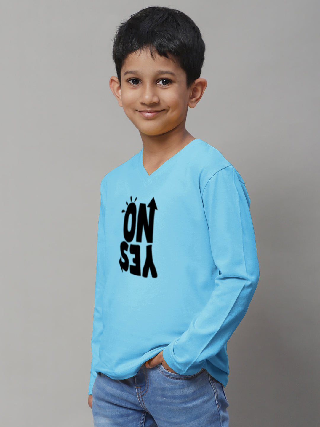 Boys No Yes Full Sleeves Printed T-Shirt - Friskers