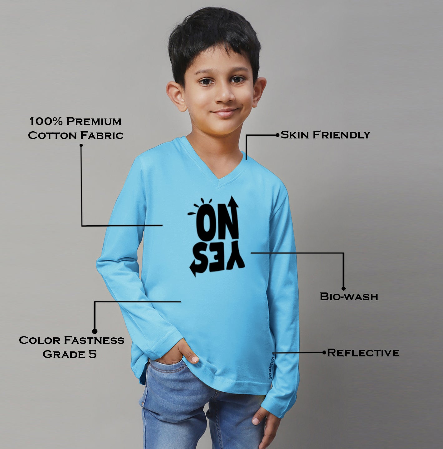 Boys No Yes Full Sleeves Printed T-Shirt - Friskers