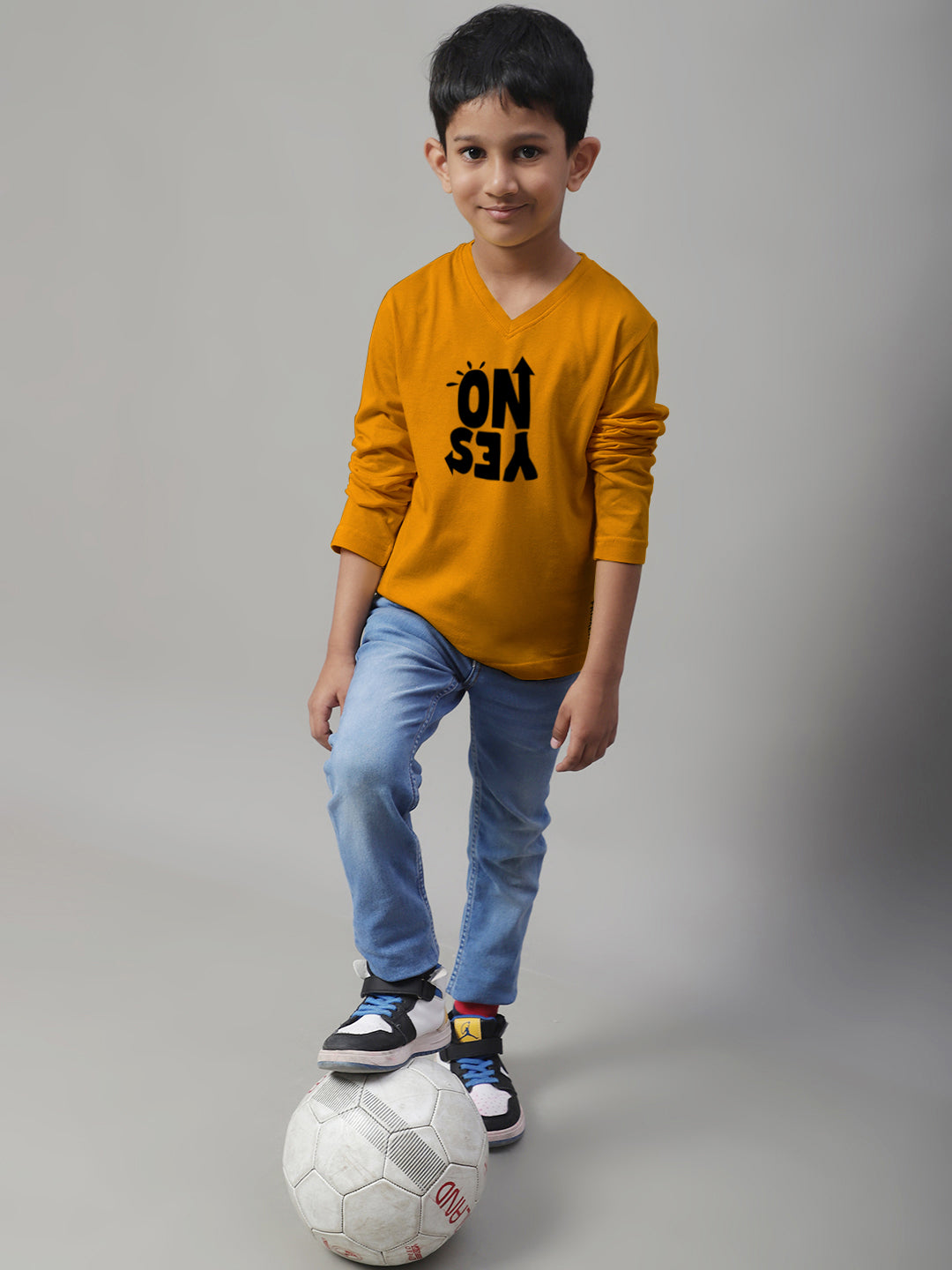 Boys No Yes Full Sleeves Printed T-Shirt - Friskers
