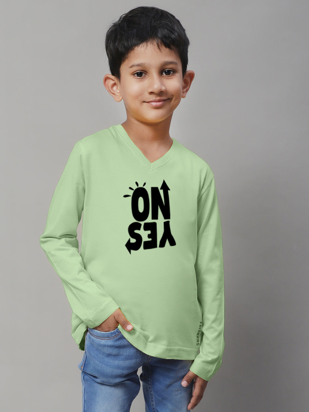 Boys No Yes Full Sleeves Printed T-Shirt - Friskers