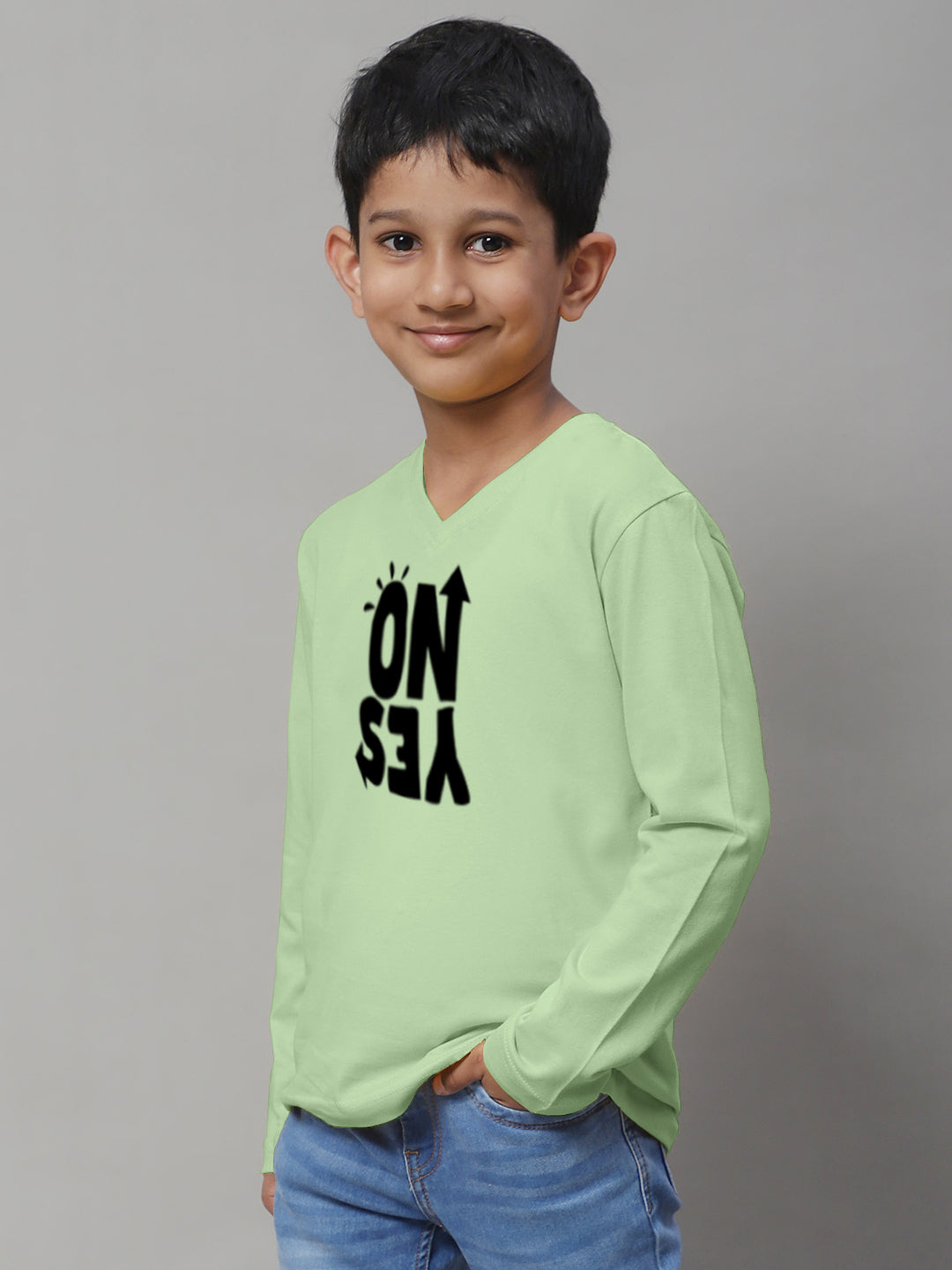 Boys No Yes Full Sleeves Printed T-Shirt - Friskers