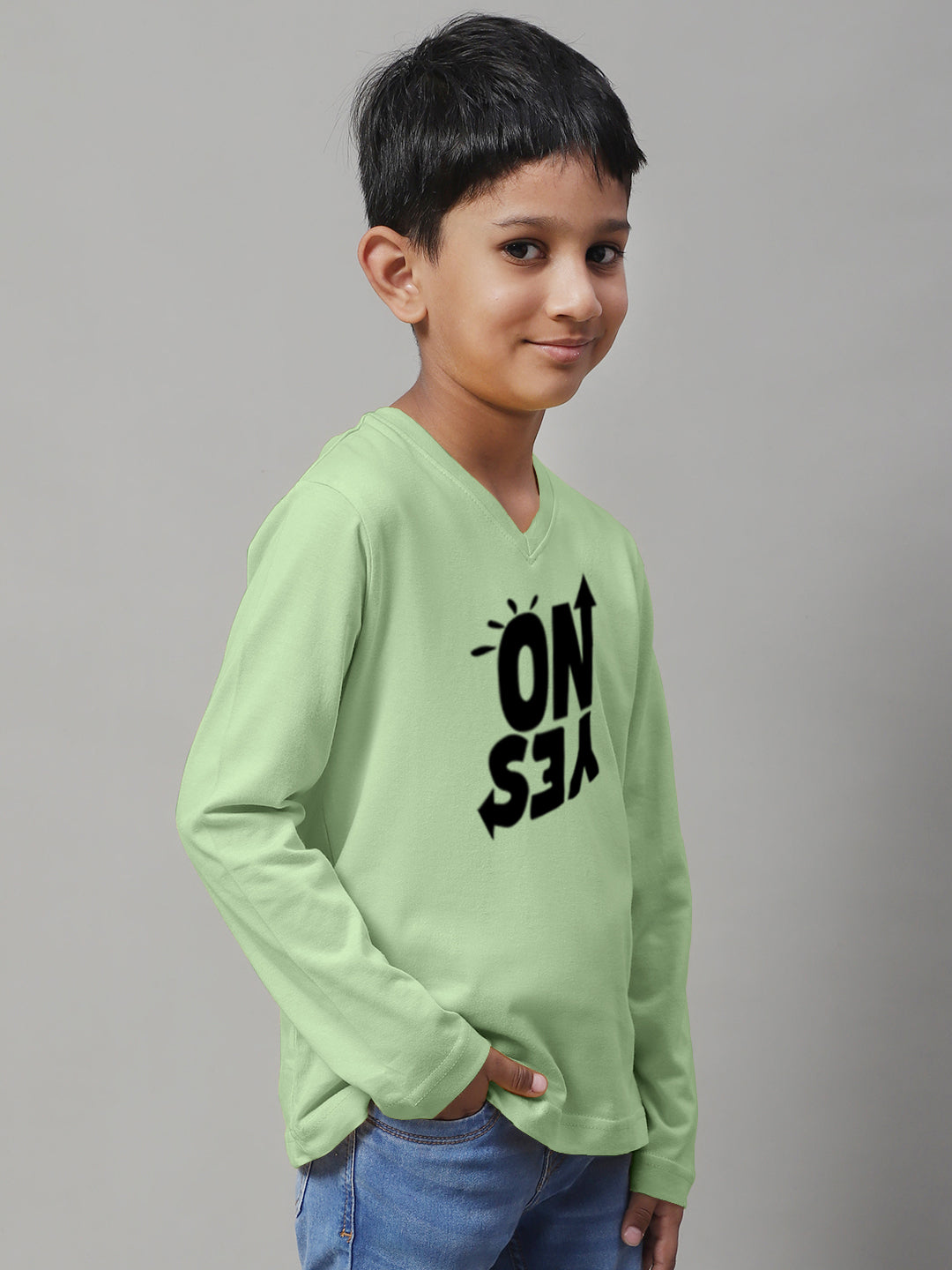 Boys No Yes Full Sleeves Printed T-Shirt - Friskers