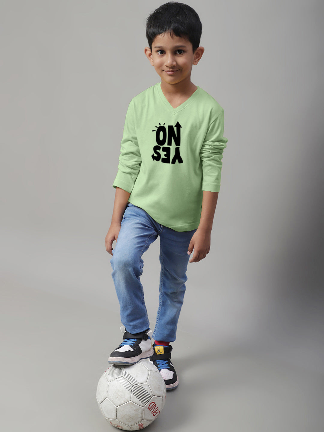 Boys No Yes Full Sleeves Printed T-Shirt - Friskers