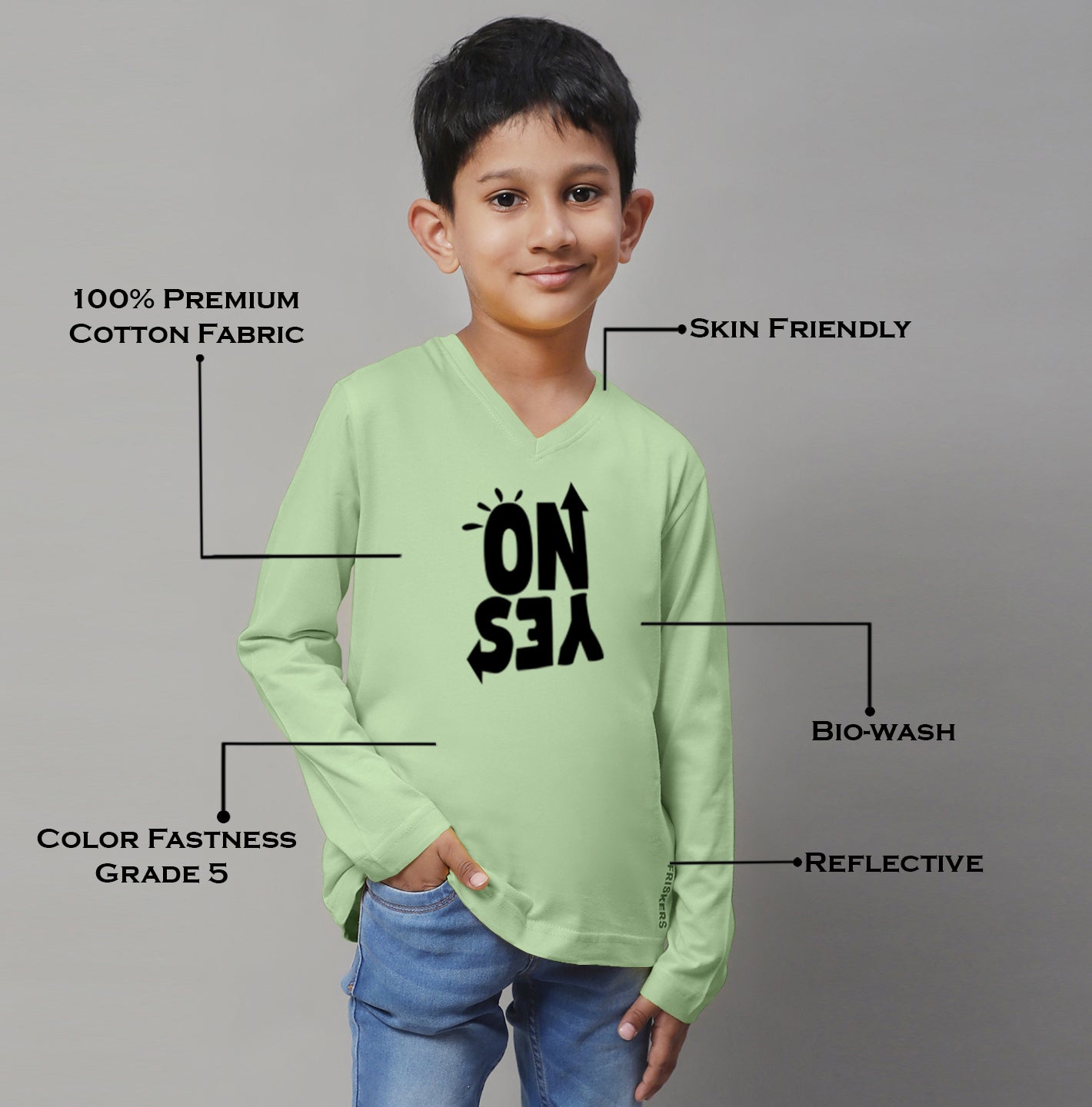 Boys No Yes Full Sleeves Printed T-Shirt - Friskers
