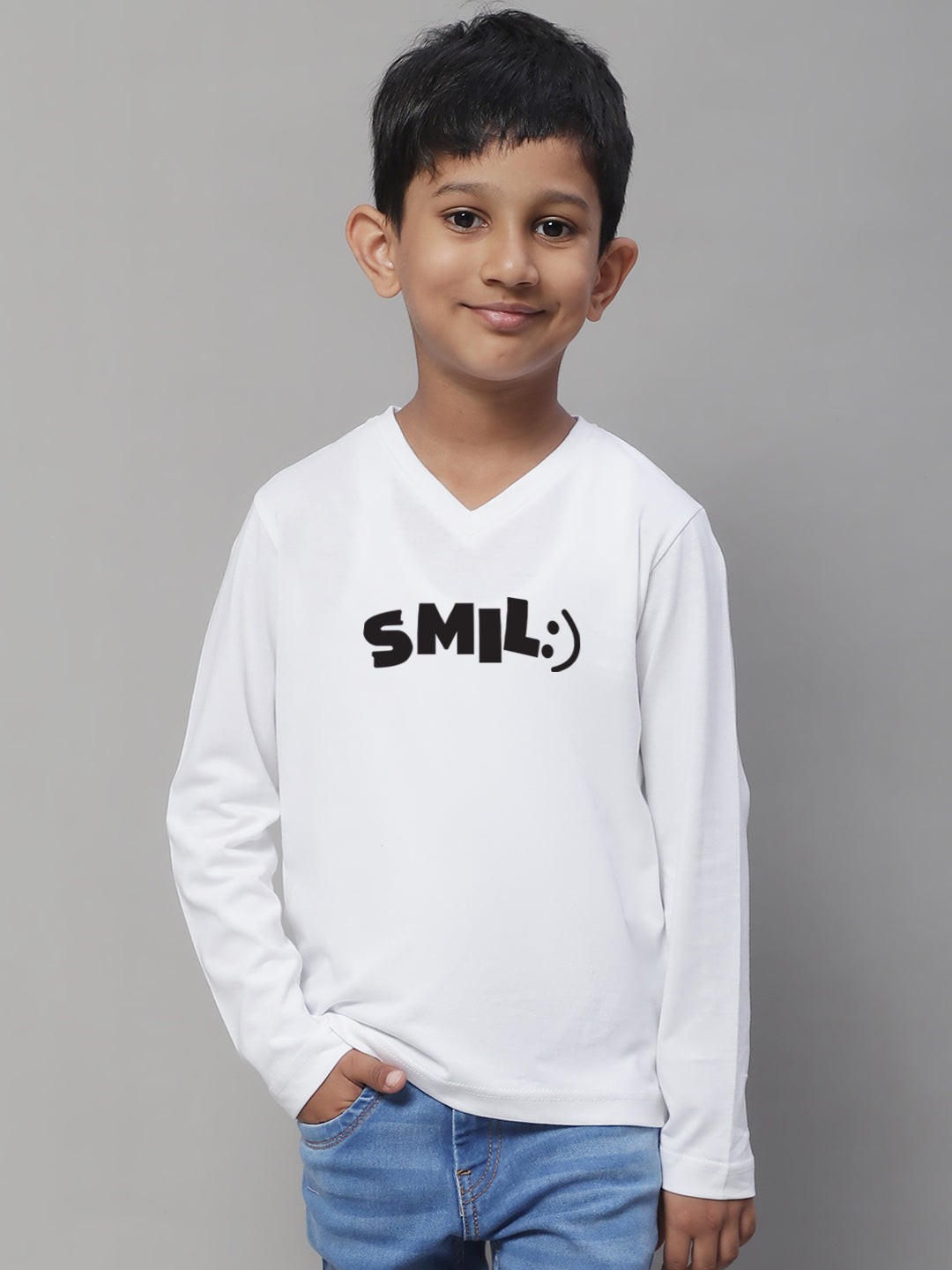 Boys Smile Full Sleeves Printed T-Shirt - Friskers
