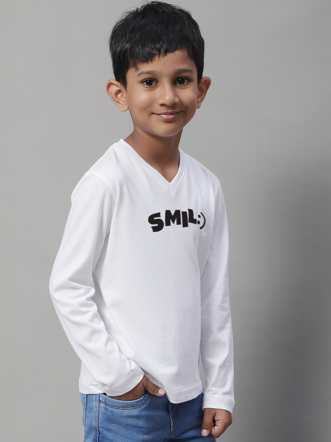 Boys Smile Full Sleeves Printed T-Shirt - Friskers