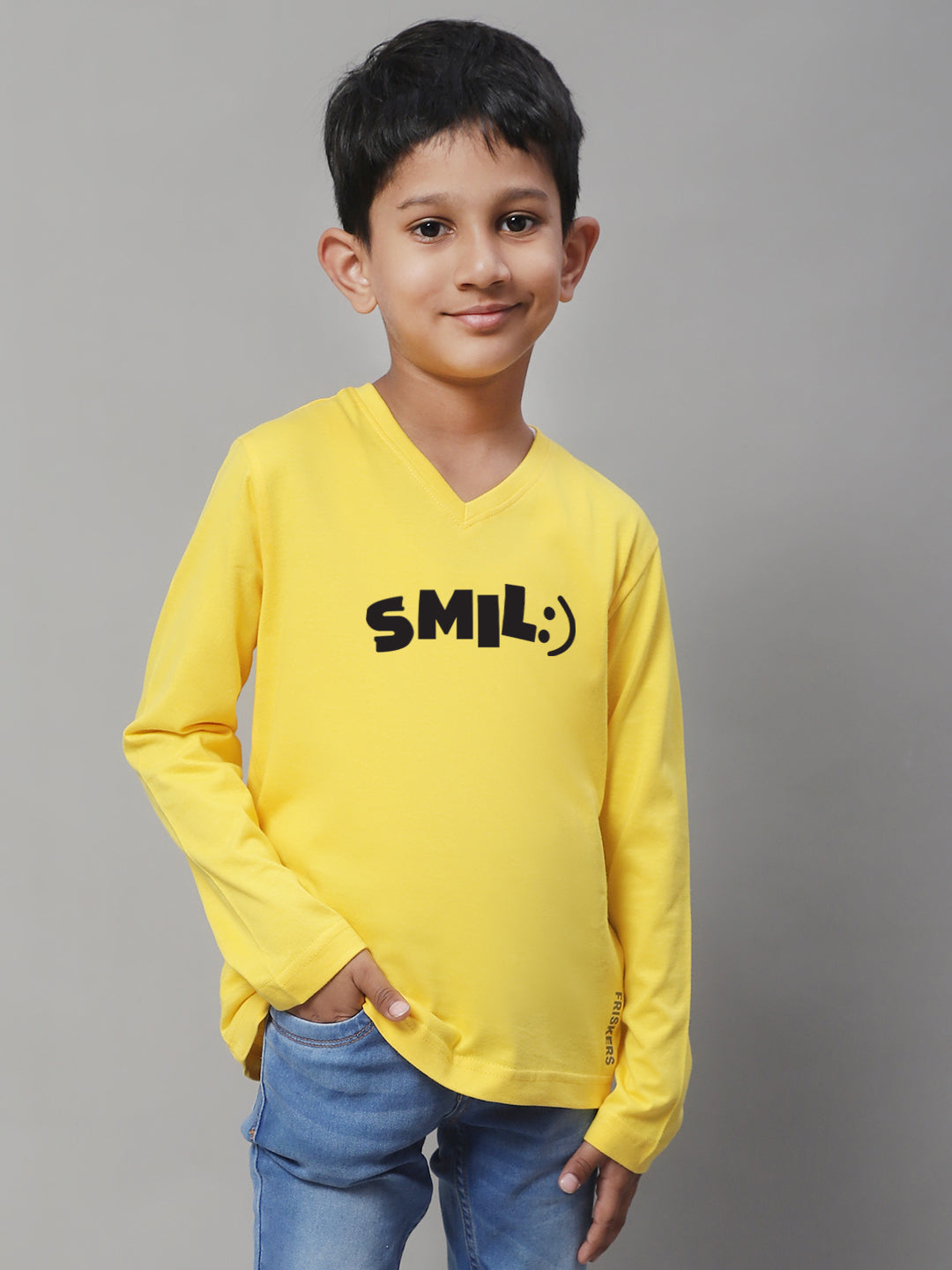 Boys Smile Full Sleeves Printed T-Shirt - Friskers