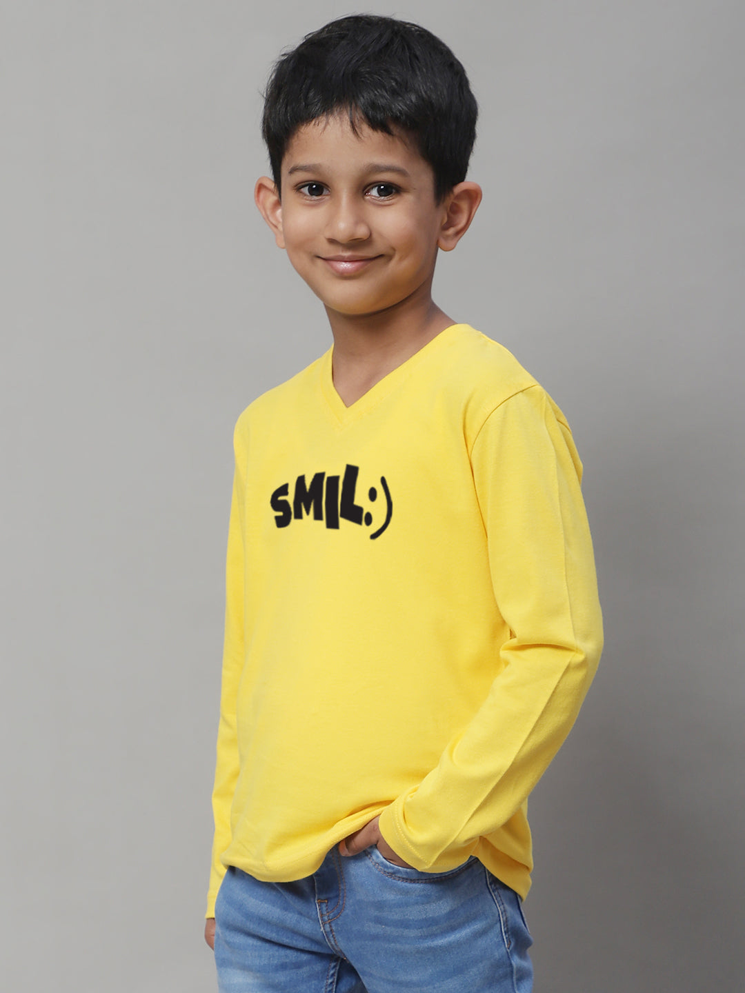 Boys Smile Full Sleeves Printed T-Shirt - Friskers